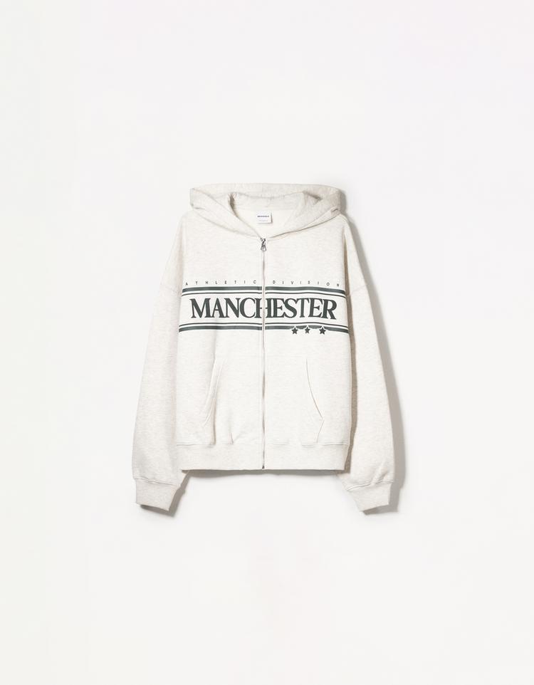Zip-up print hoodie