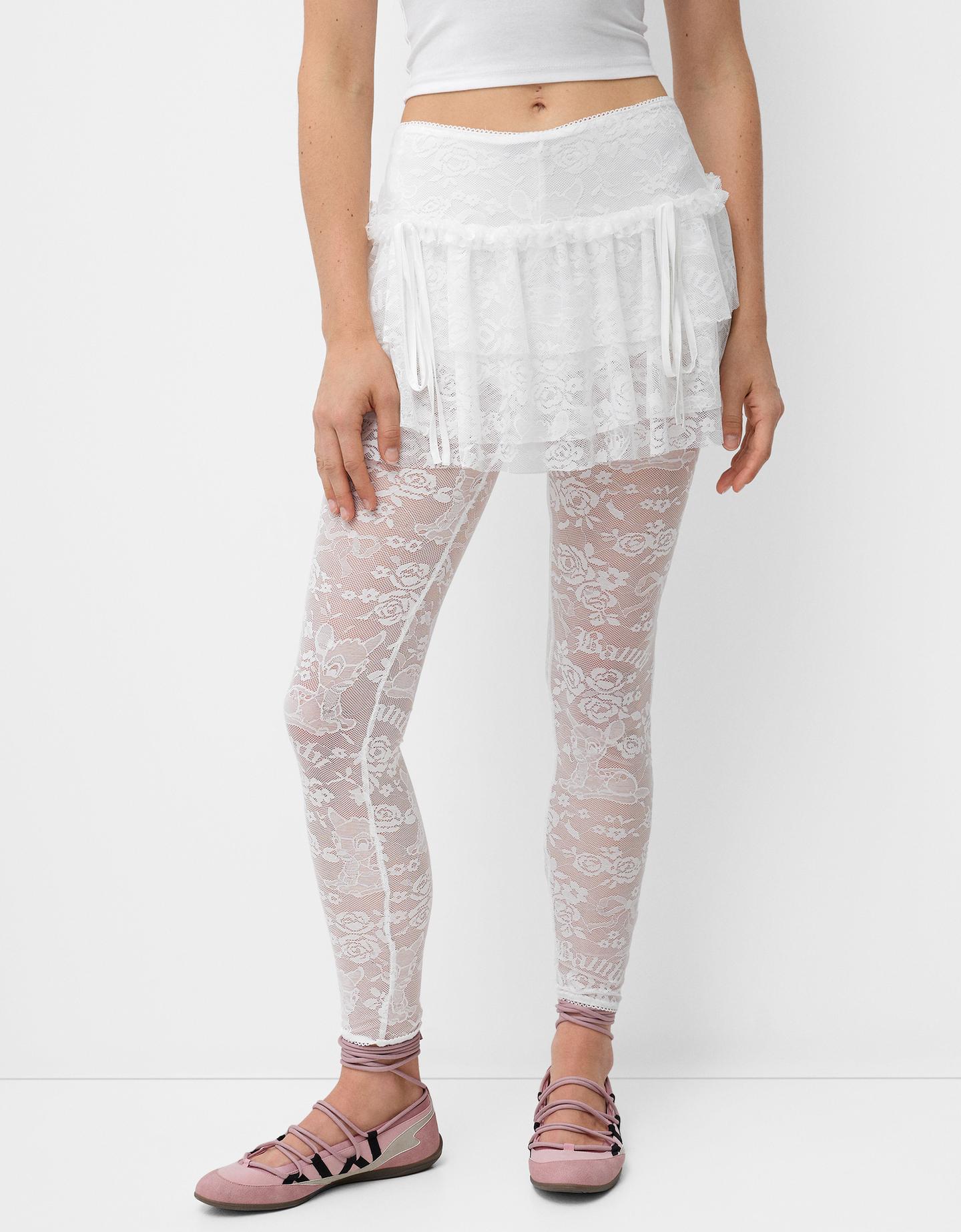 Bershka Leggings Disney Bambi In Pizzo Donna L Bianco