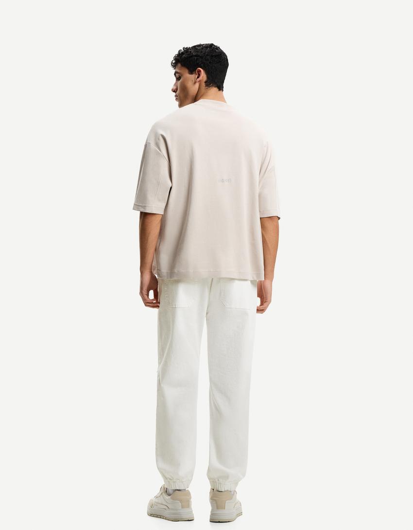 Jeans jogger rotos-Blanco