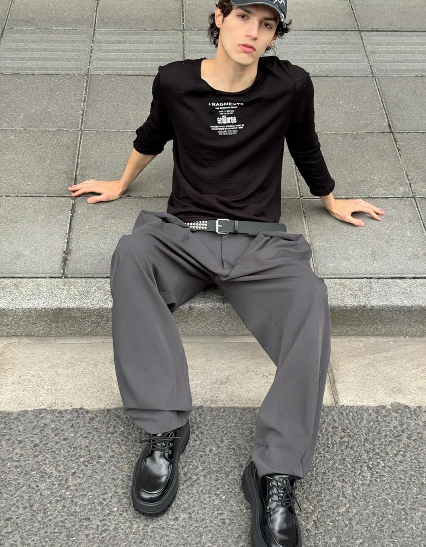 Calças super baggy fit pinças tailored fit-Cinzento-escuro