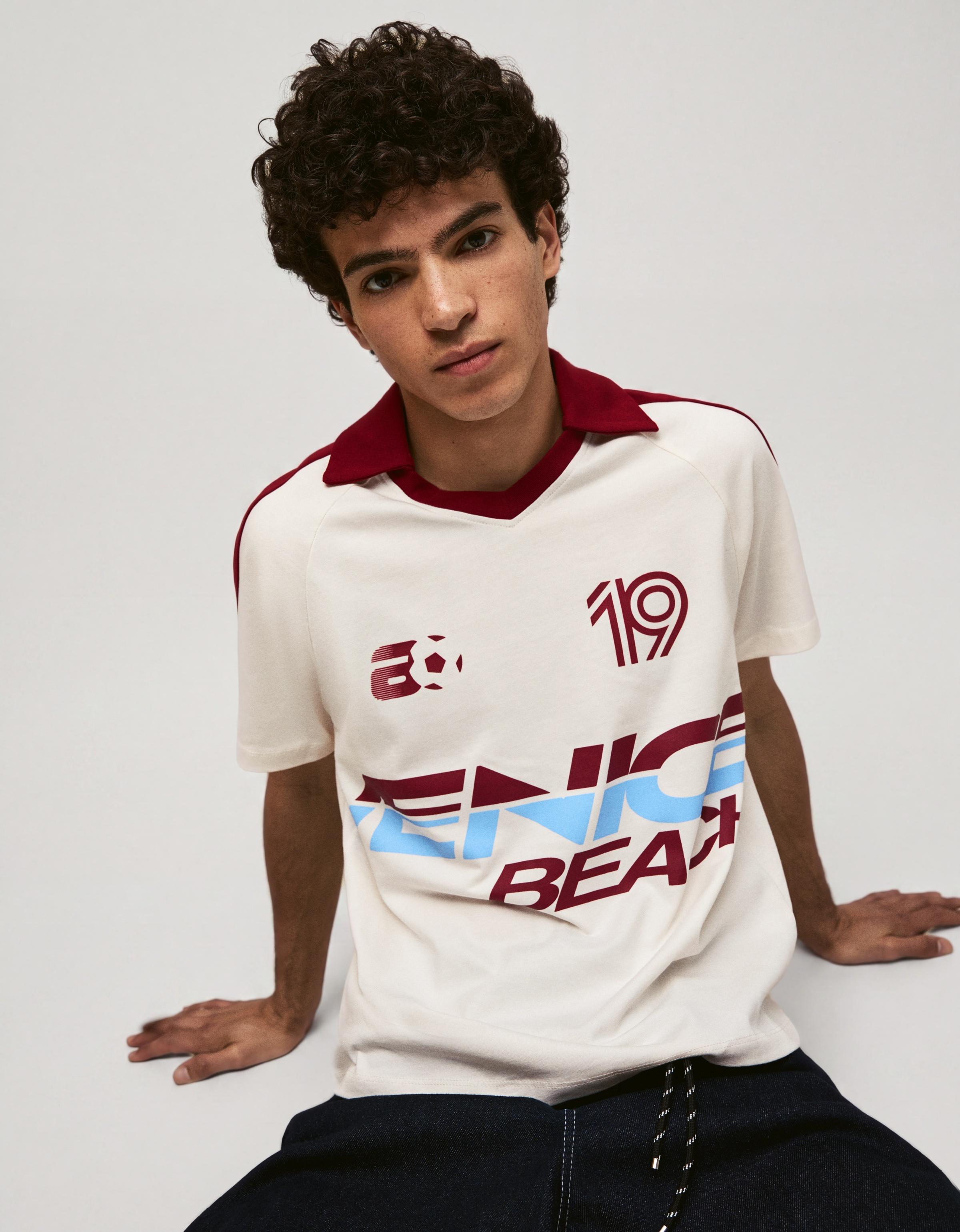 Retro print polo shirt — Maroon
