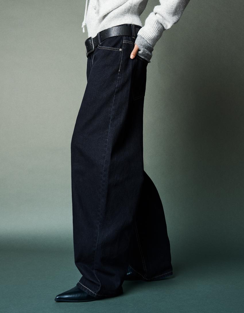 Baggy barrel jeans-Navy