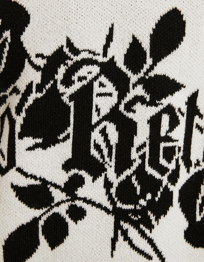 Floral print sweater-Cream-5