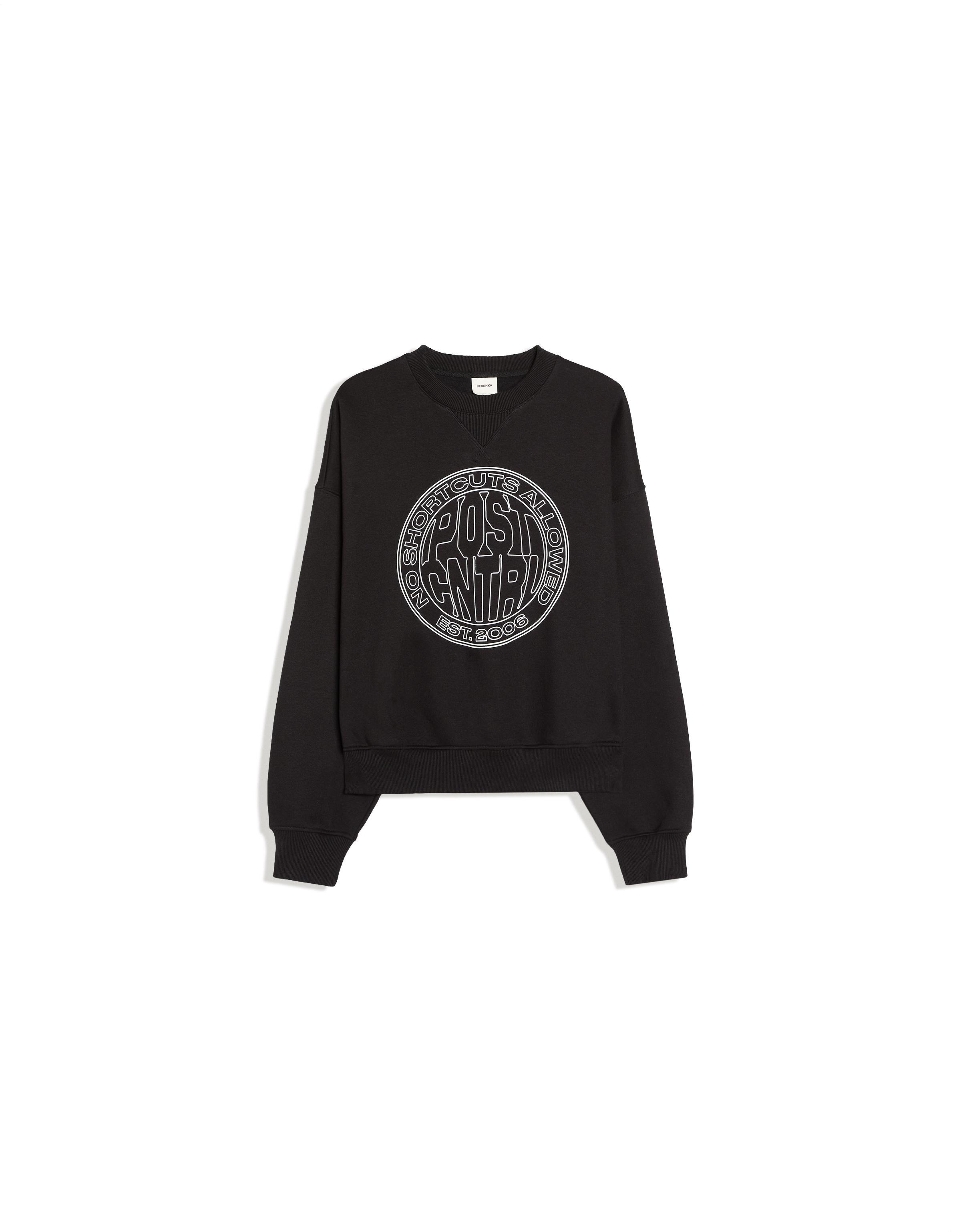 Round neck print sweatshirt — Black
