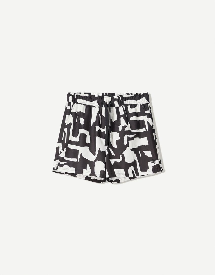 Fato de banho boxy estampado-Cinza