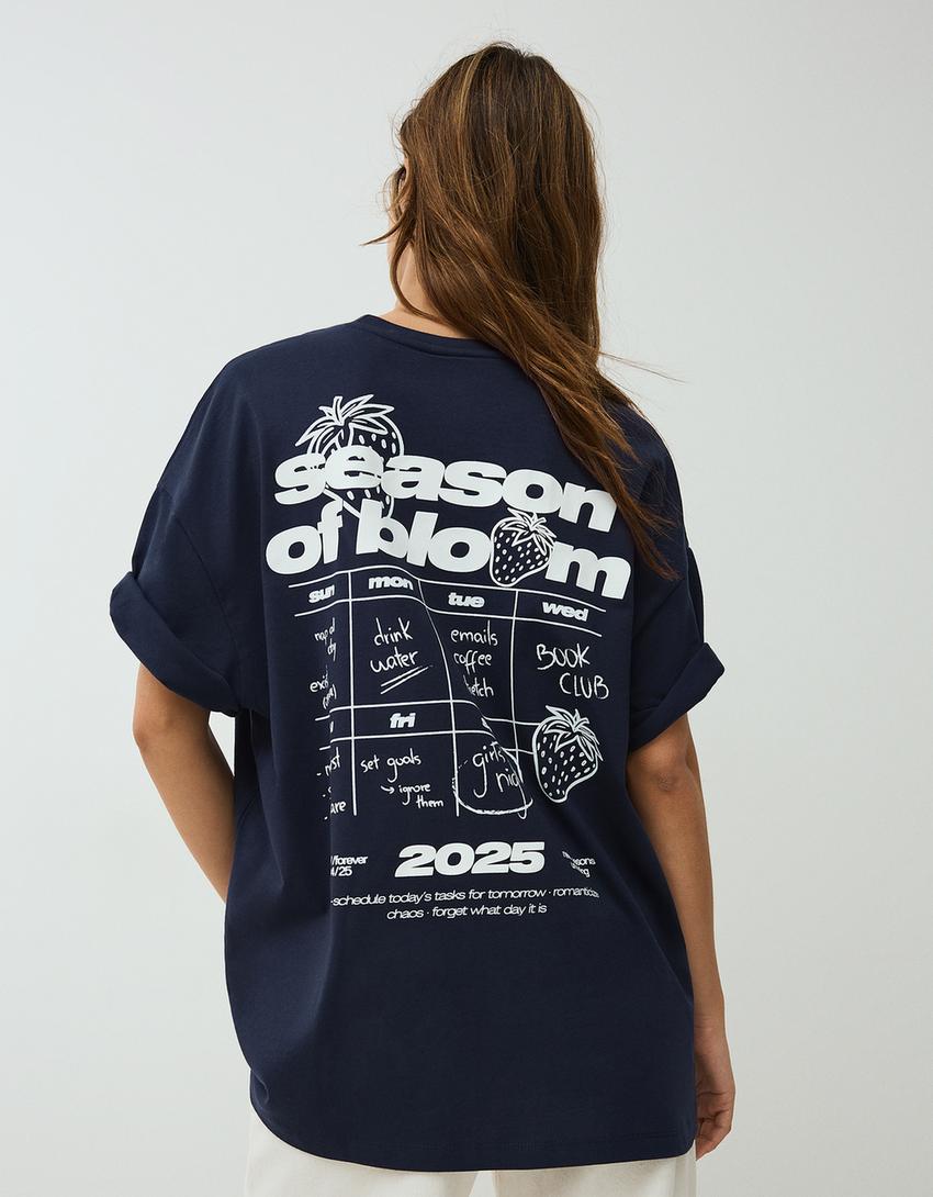 Camiseta manga corta print-Marino