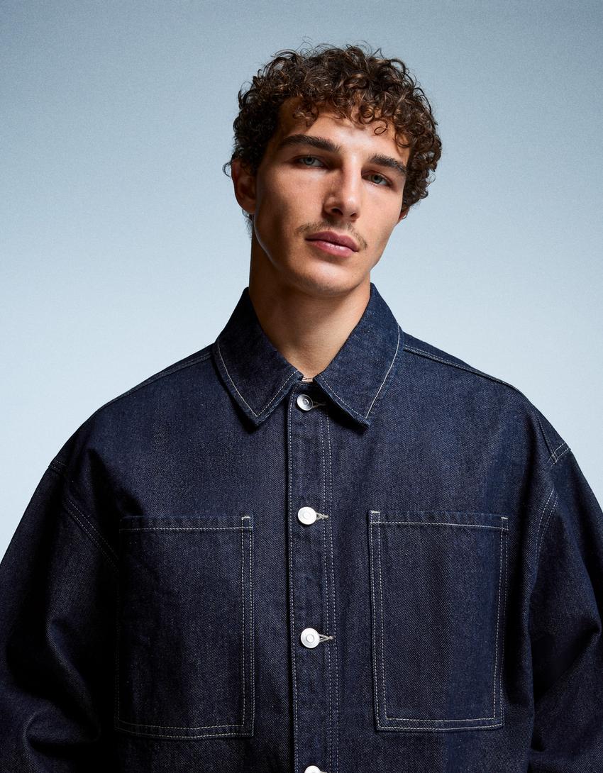 Denim shirt-Navy-3