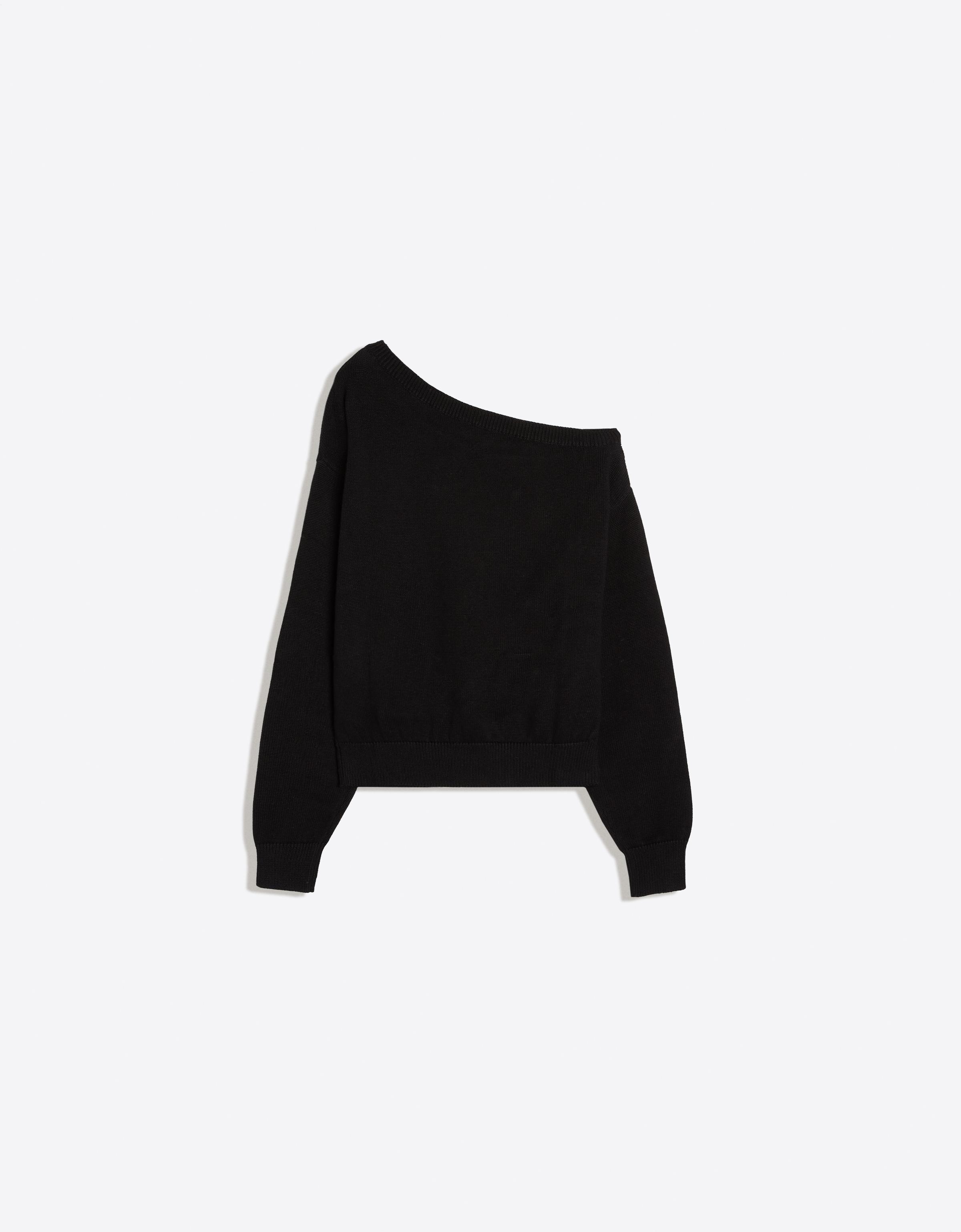 Bear embroidered boat neck jumper — Black
