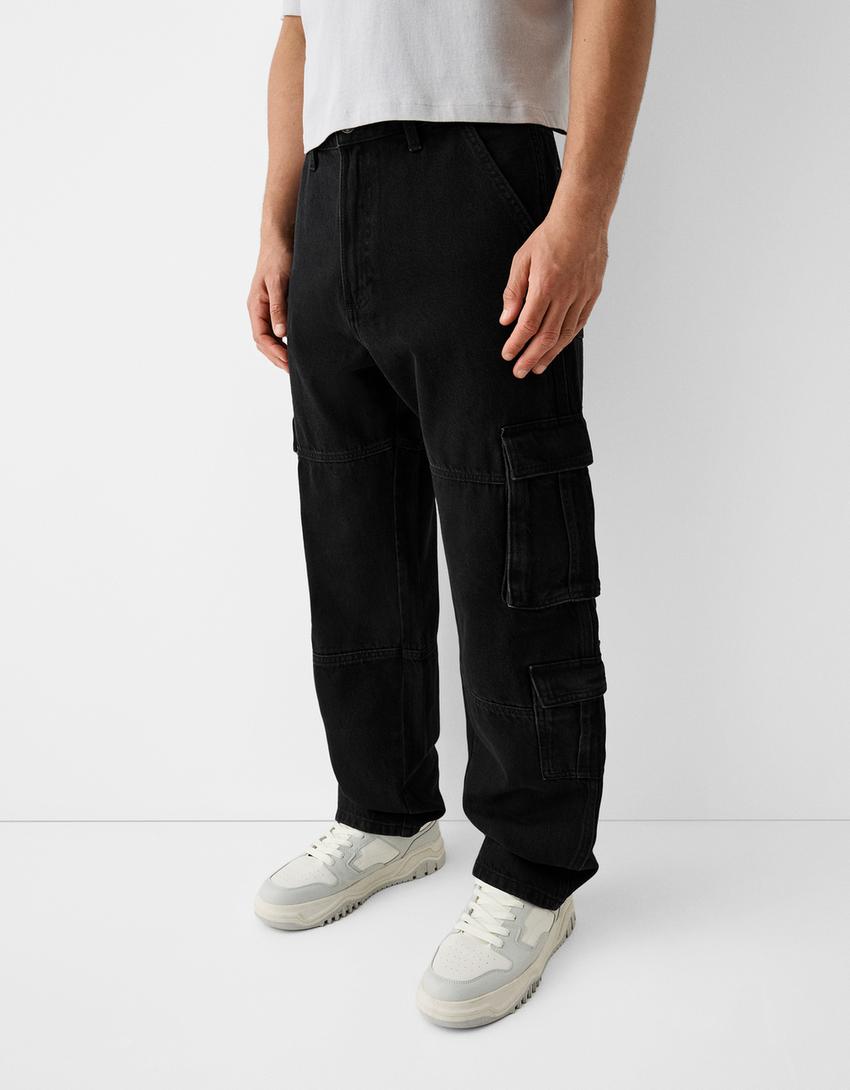 Jeans cargo baggy-Preto-3
