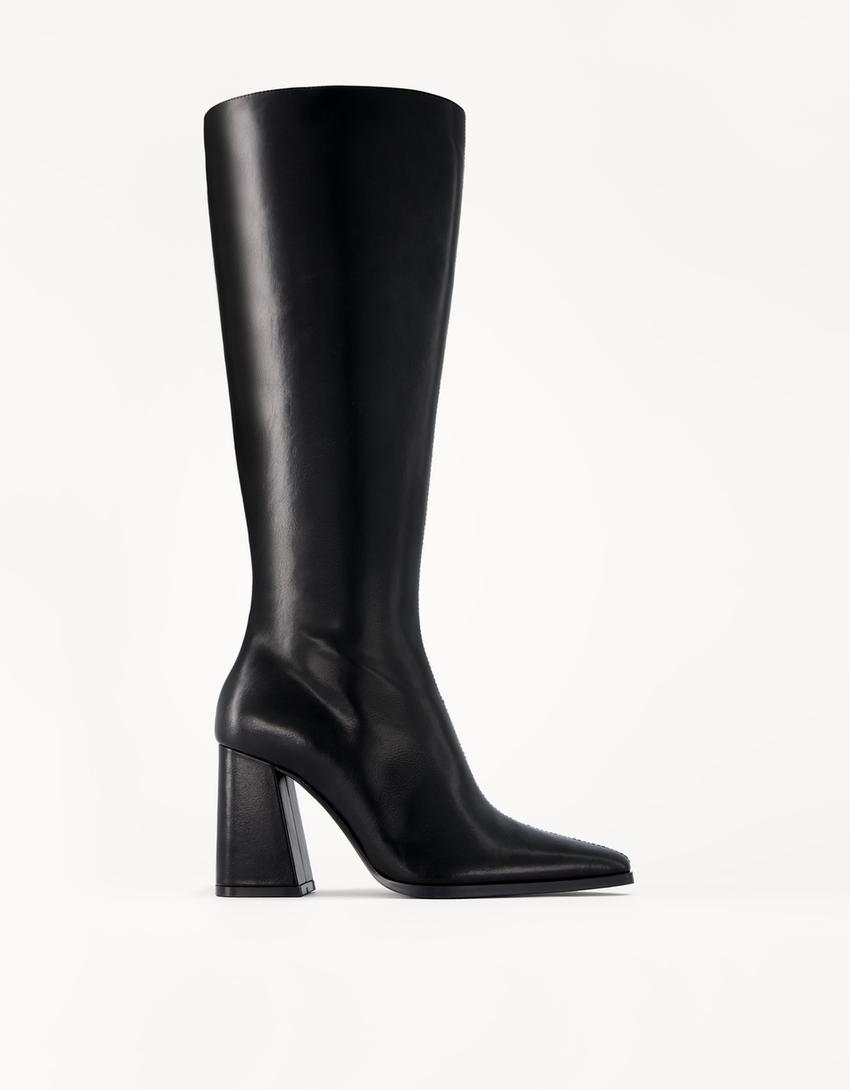 Block heel boots-BLACK