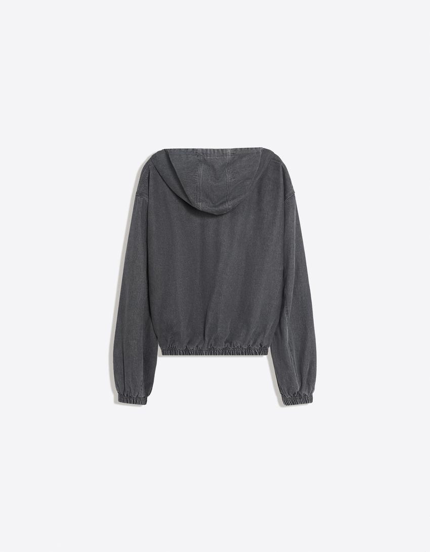 Reversible hooded zip-up jacket-Dark grey
