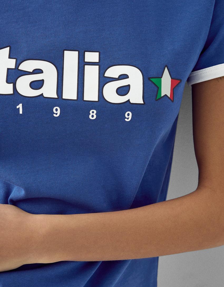 T-shirt manches courtes imprimé-Bleu lavé-7