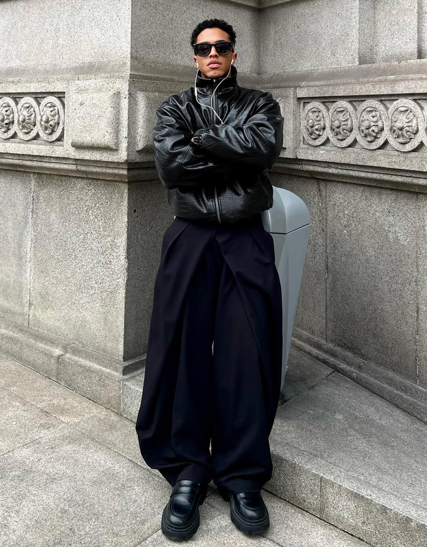 Cazadora efecto piel animal print-Negro