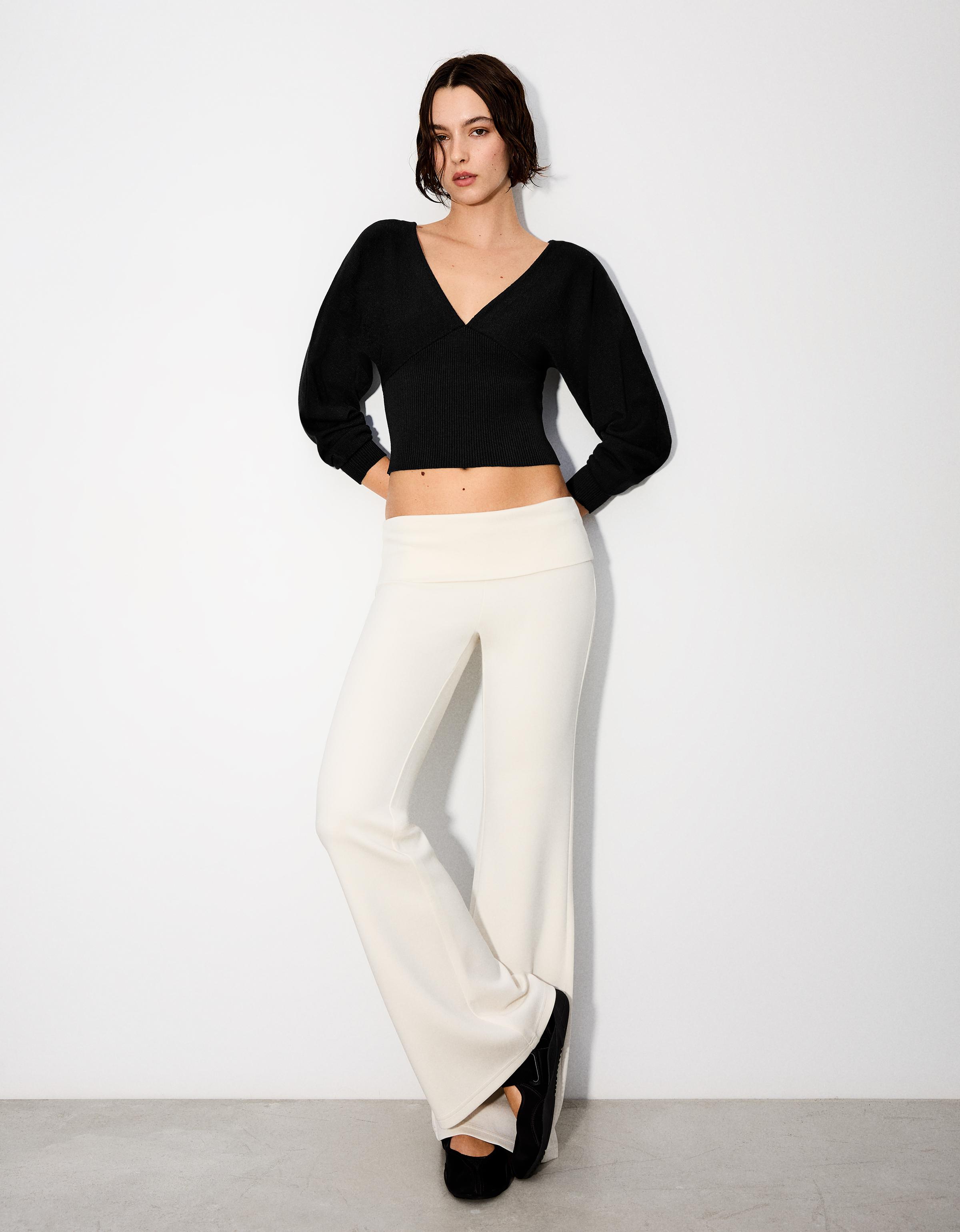 V-neck jumper with tied detail — Black