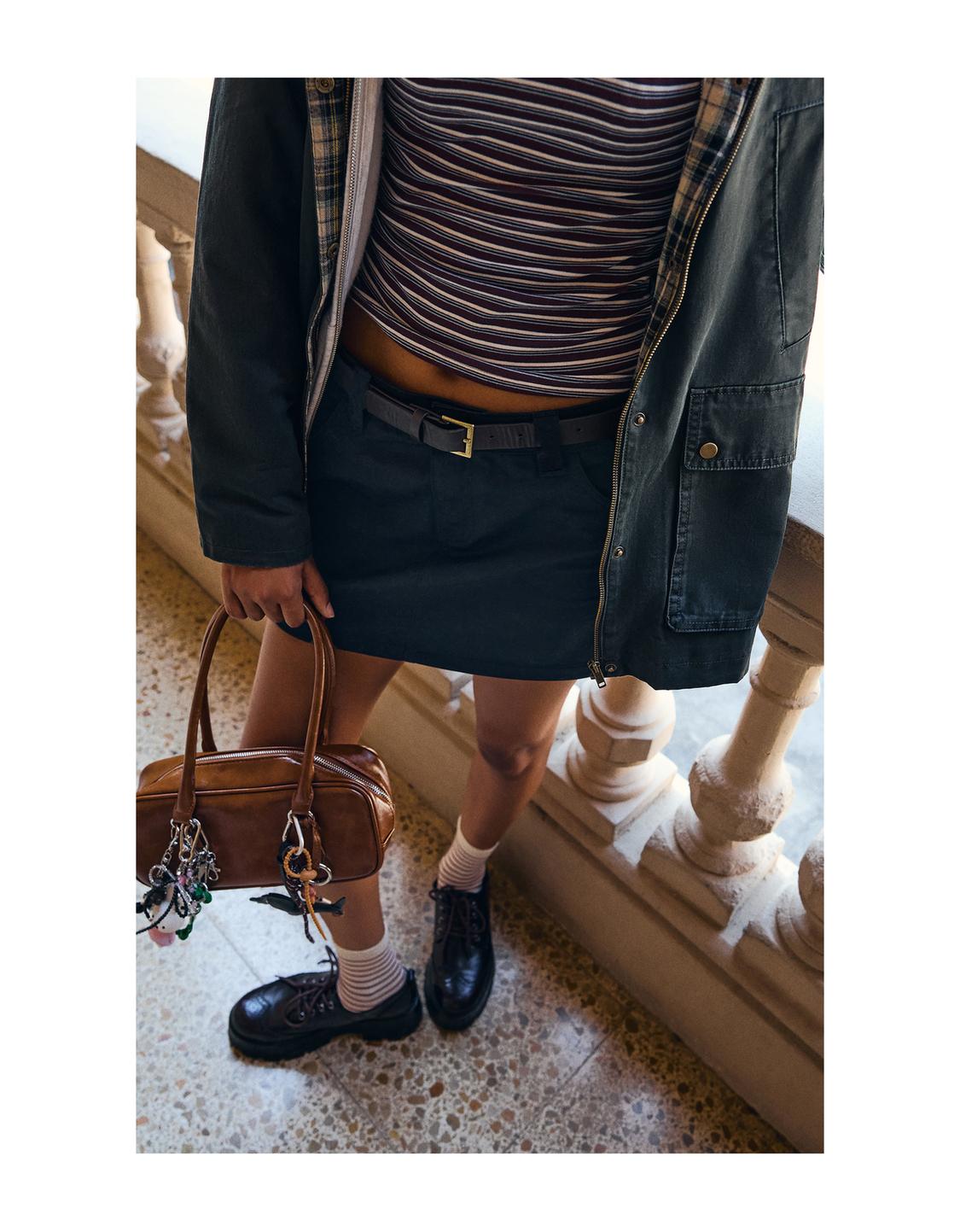 Belted mini skirt