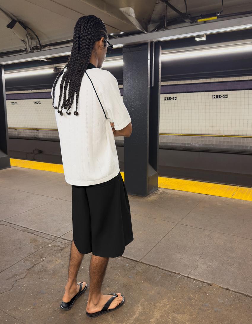 Contrast retro sport polo shirt-Off white