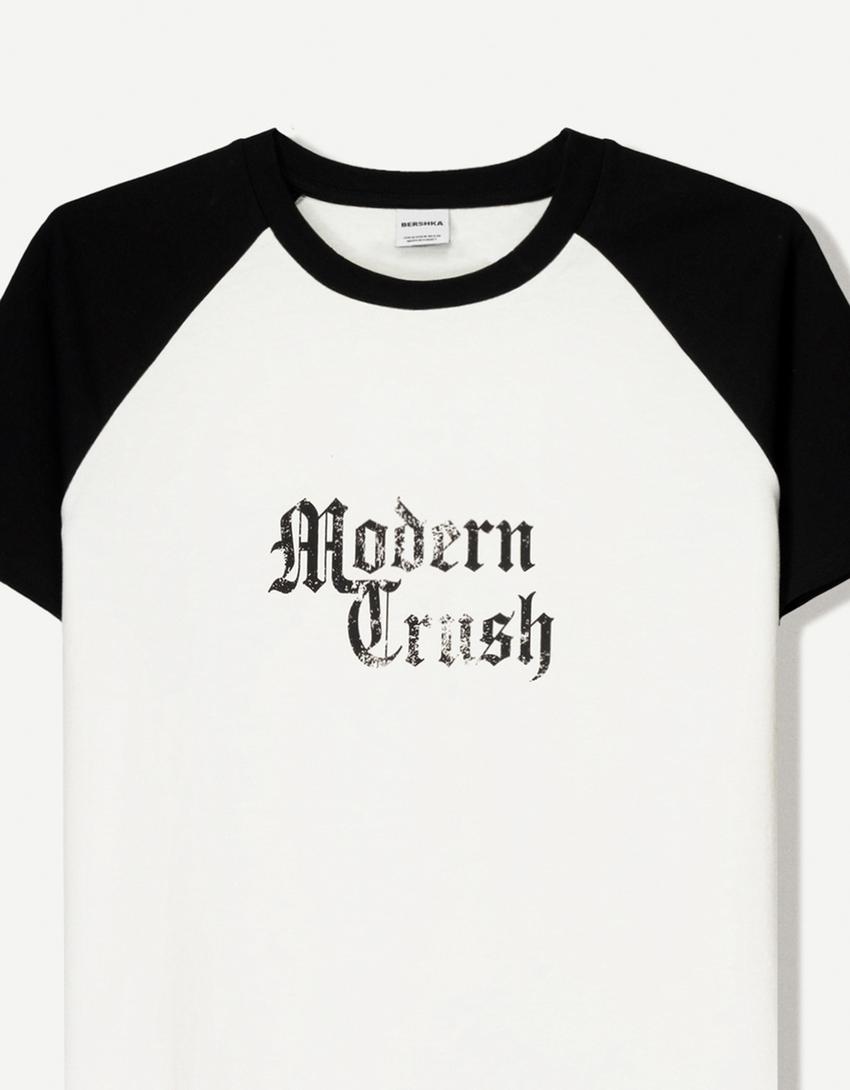 Short sleeve T-shirt with contrast print-White-2