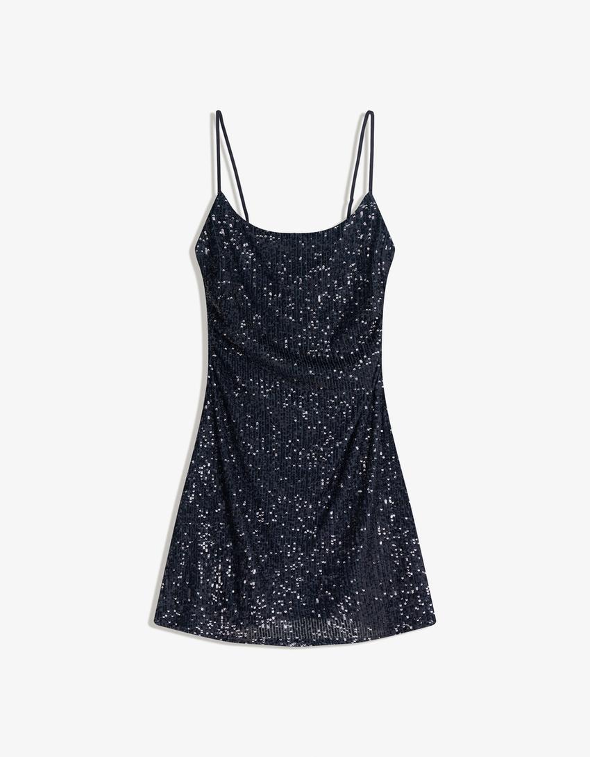 Sequin mini dress-Dark blue