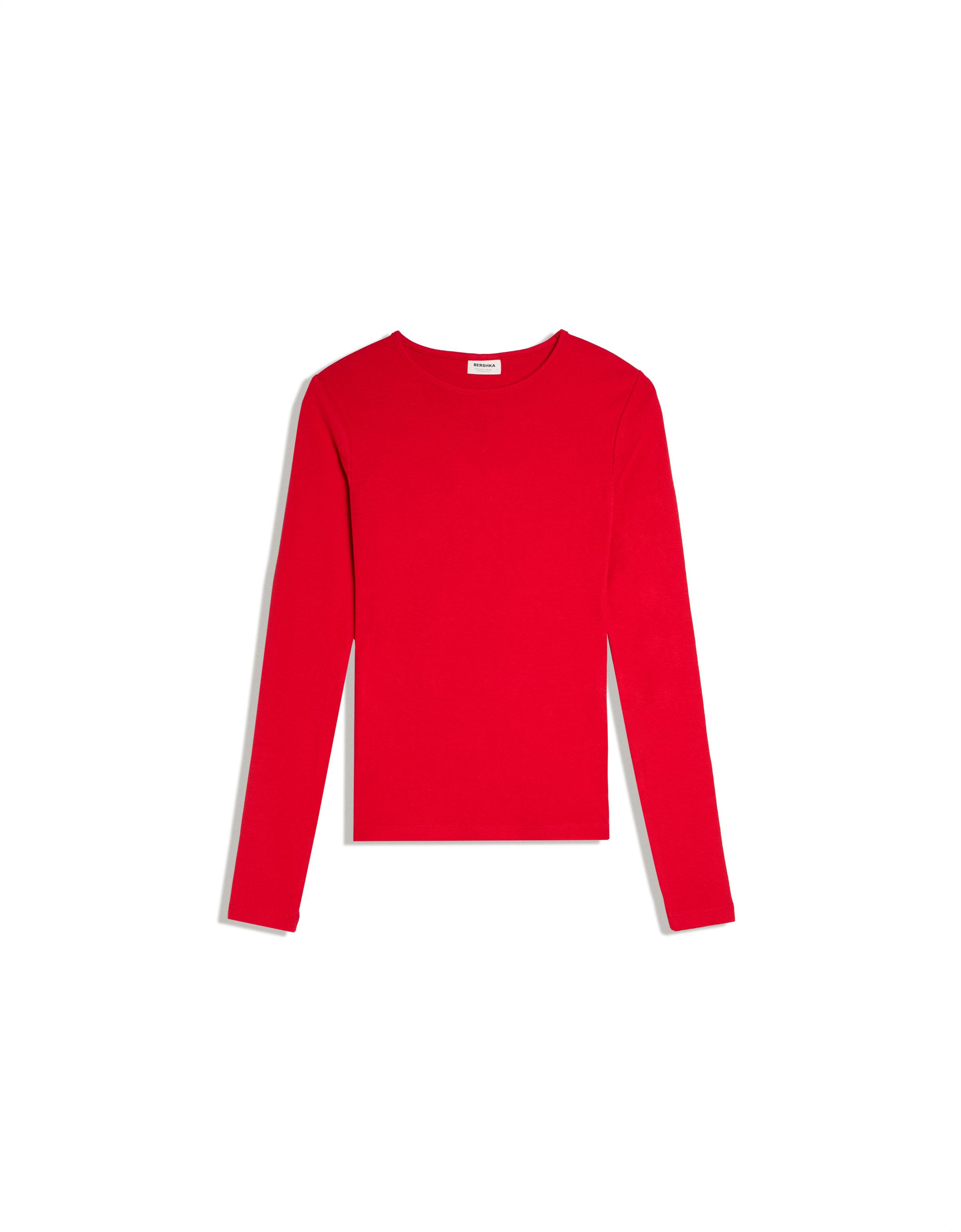 Round neck long-sleeve T-shirt — Red