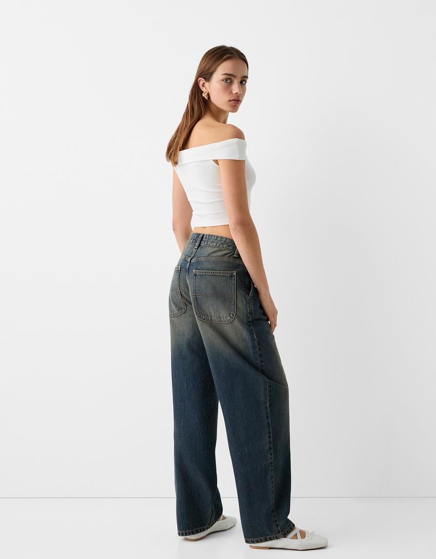 Jean skater fit effet délavé-Vert-2