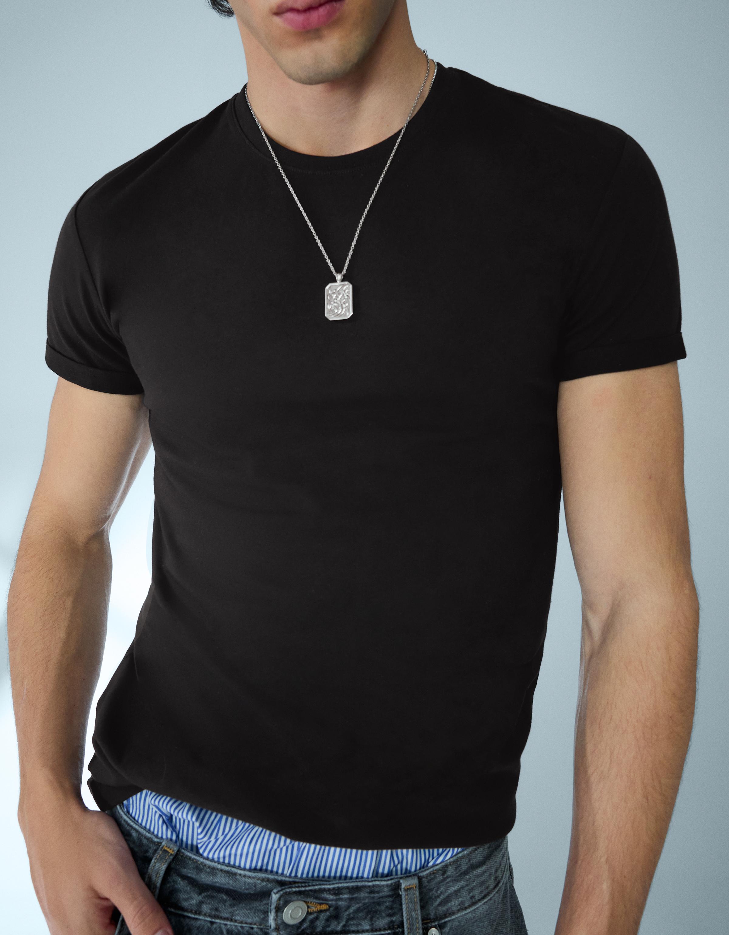 Short sleeve roll-up T-shirt — Black