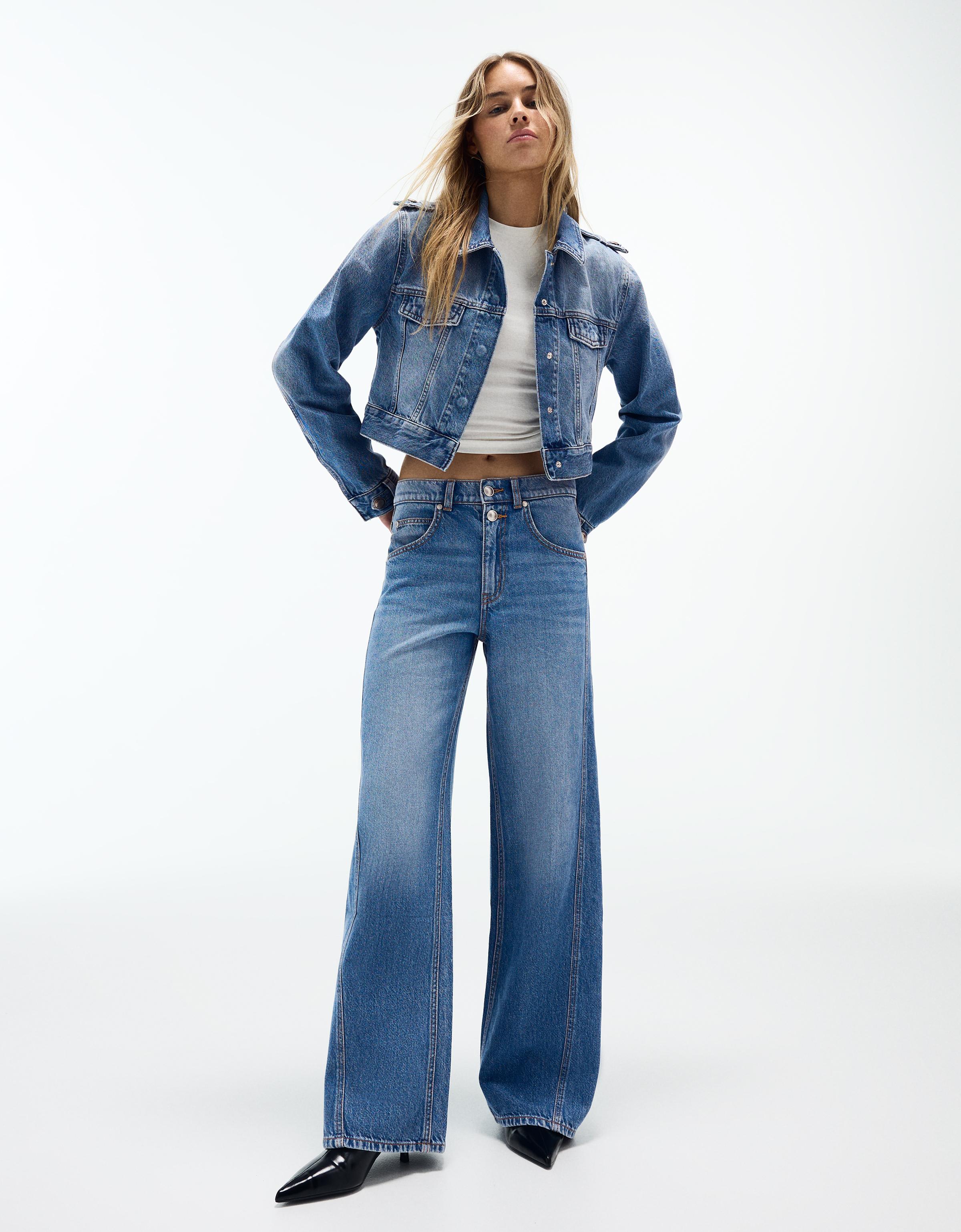 High-waist barrel jeans — Light blue