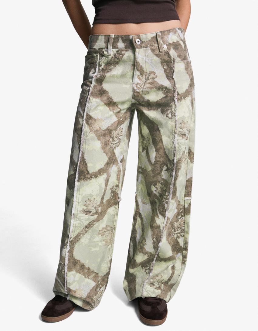 Printed boyfriend jeans-Green-1