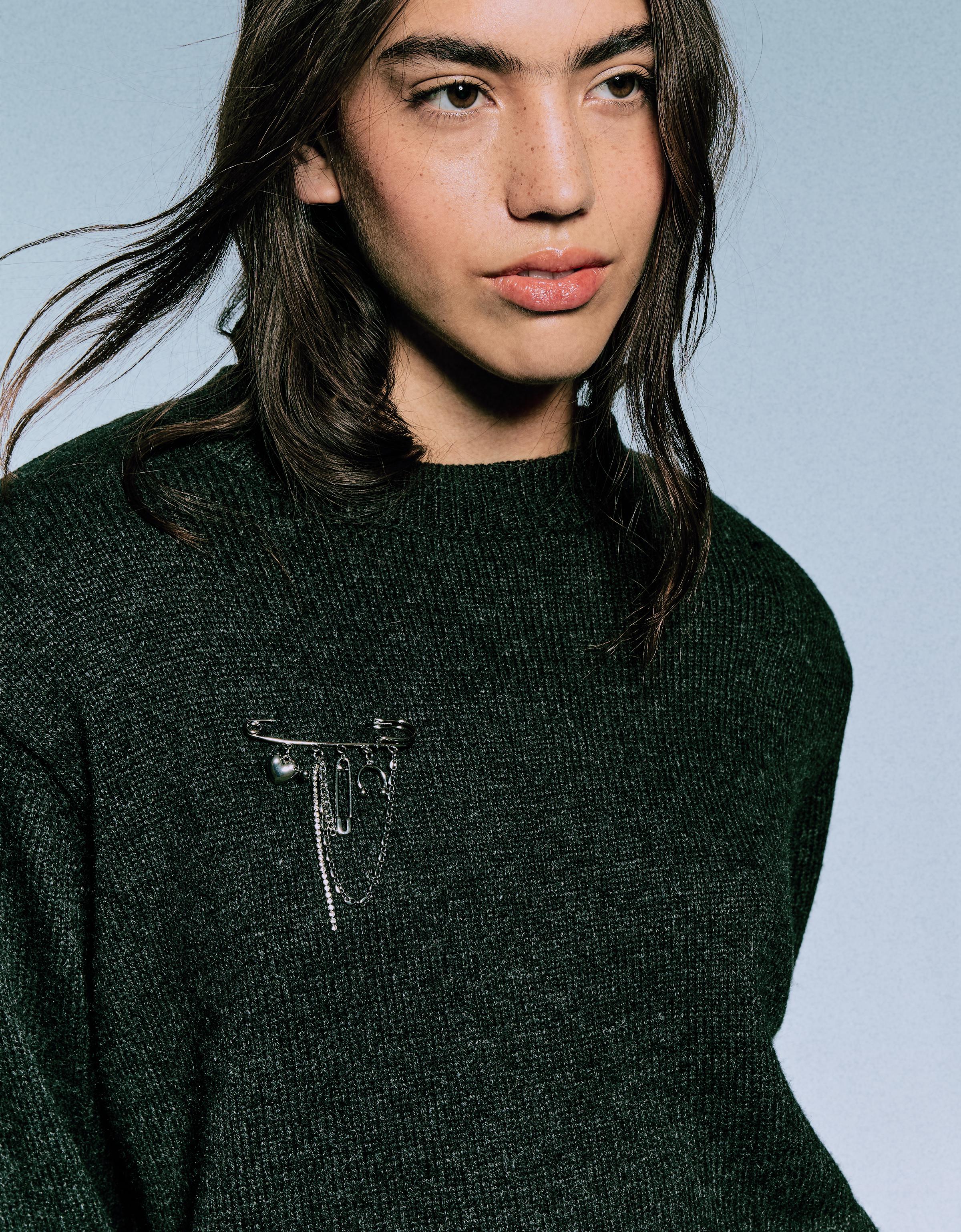 Bershka Sicherheitsnadel-Piercing Signature Edition Damen Silber