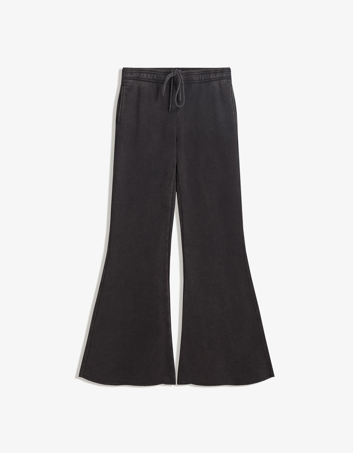Plush flare trousers with frayed hems