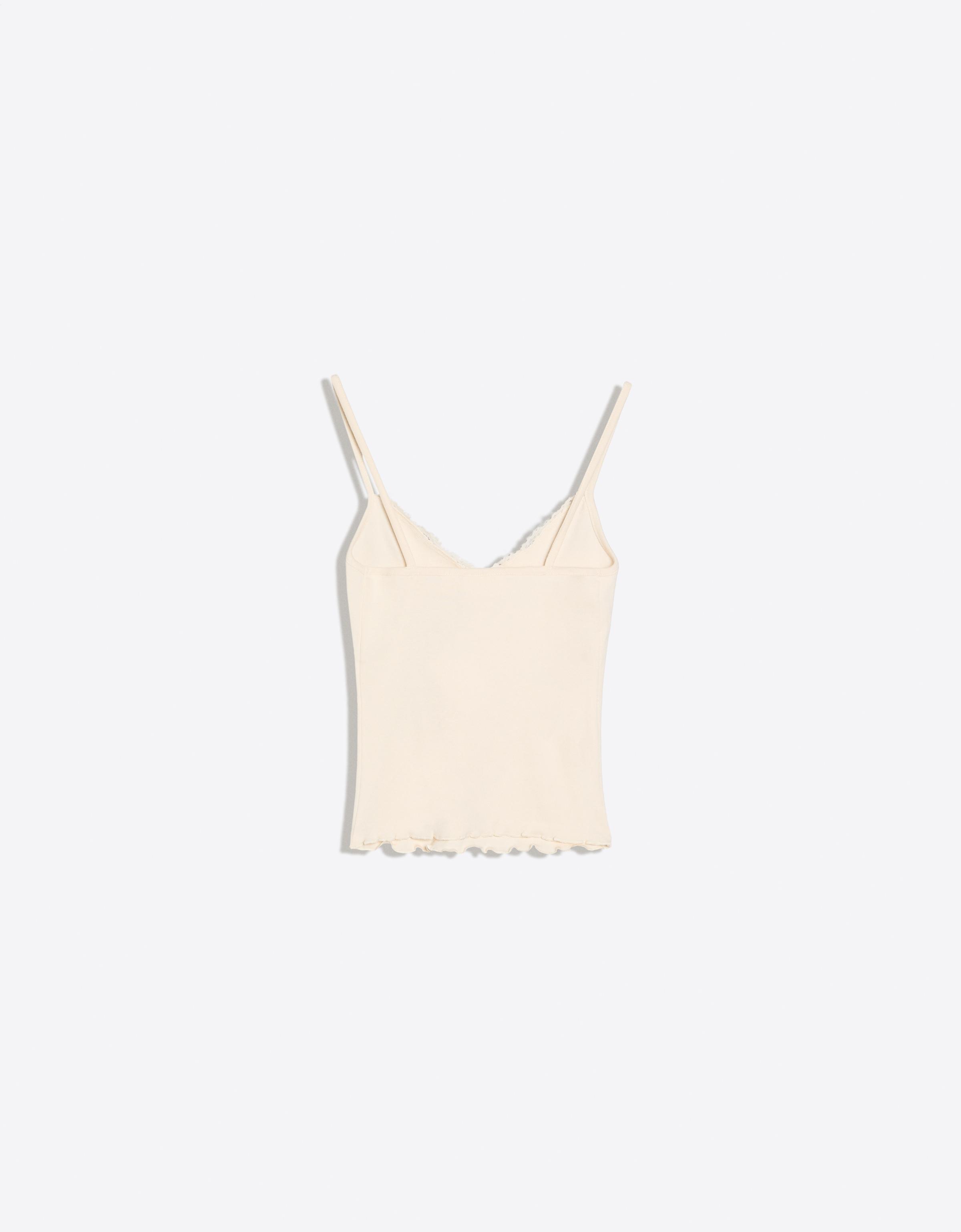 Printed lace camisole — Sand