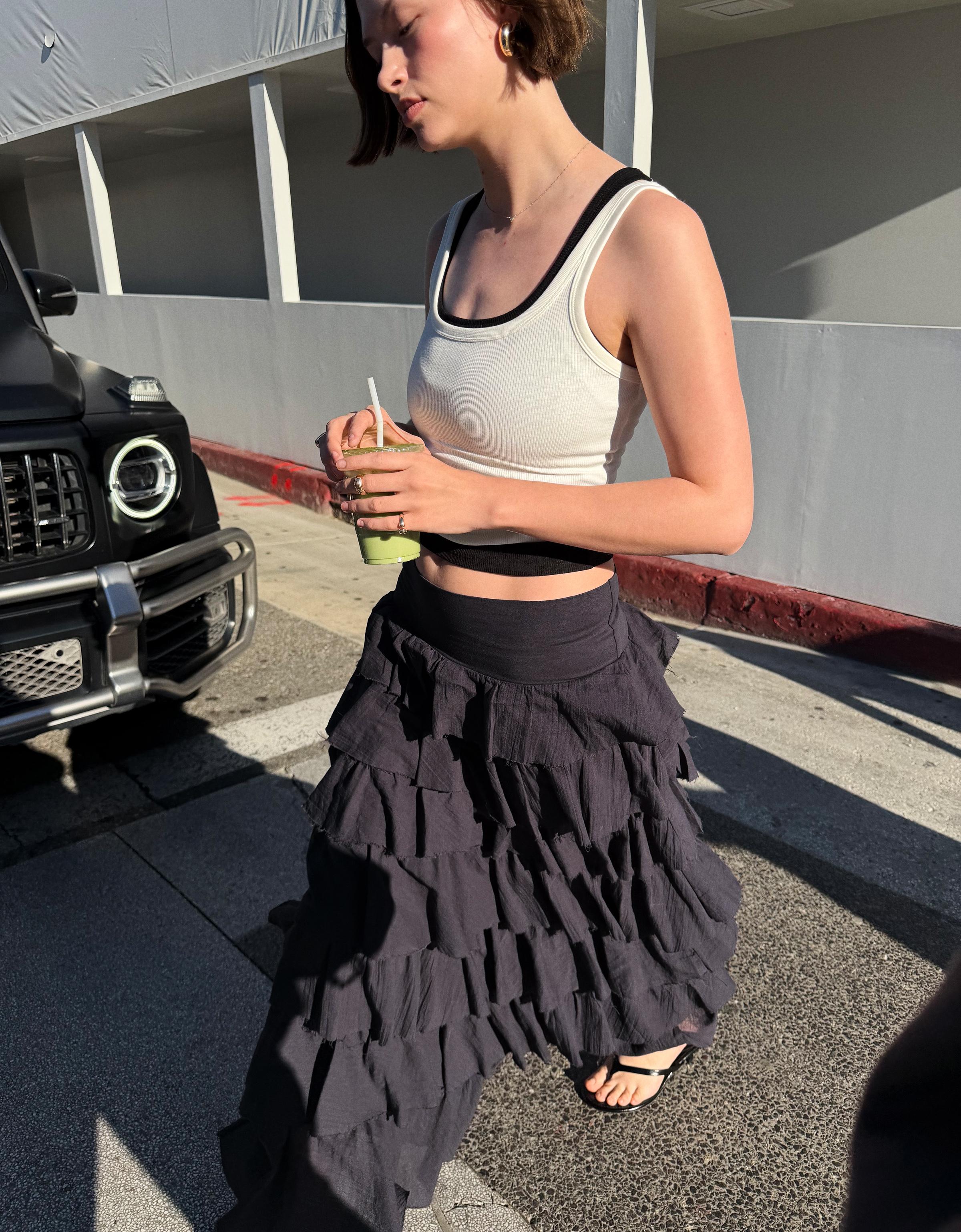 Volanlı rustik midi etek - Görsel 6