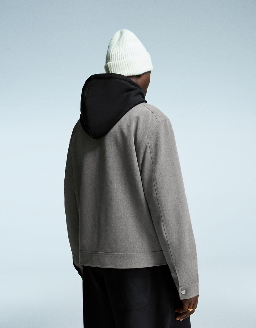 Hemdjacke mit Reißverschluss-Grau-1