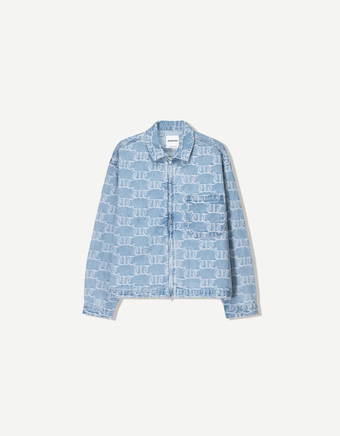 Zip-up jacquard overshirt