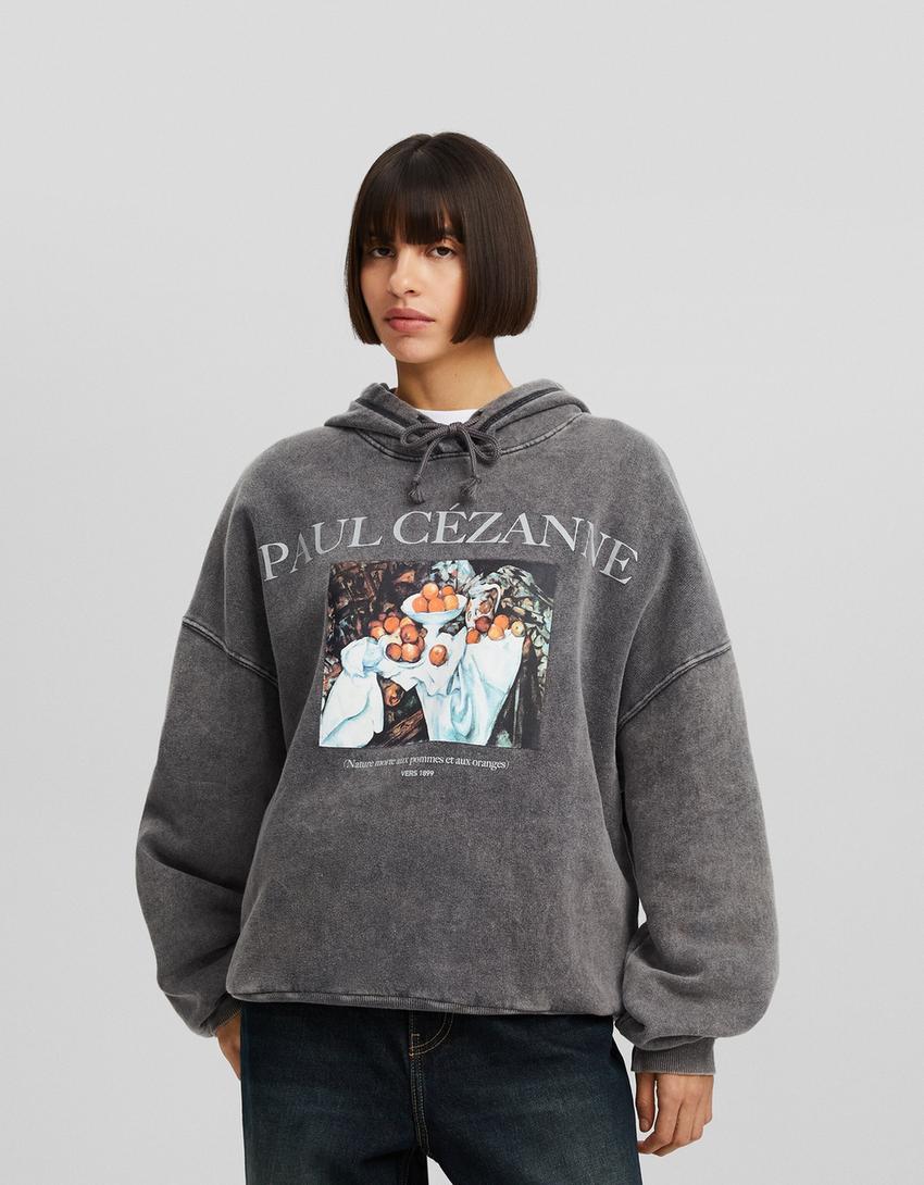 Paul Cézanne faded effect print hoodie-Grey-0