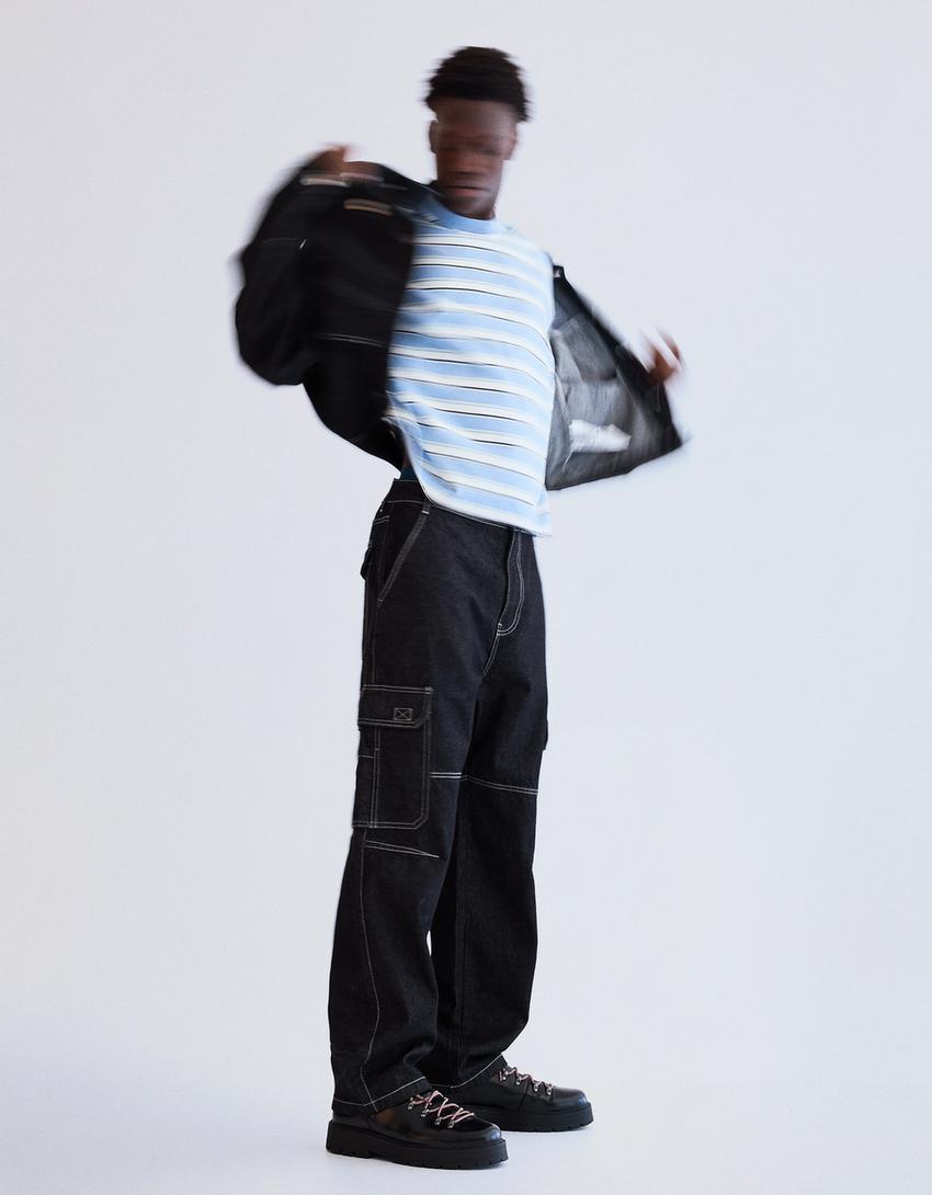 Baggy cargo jeans-Black-0