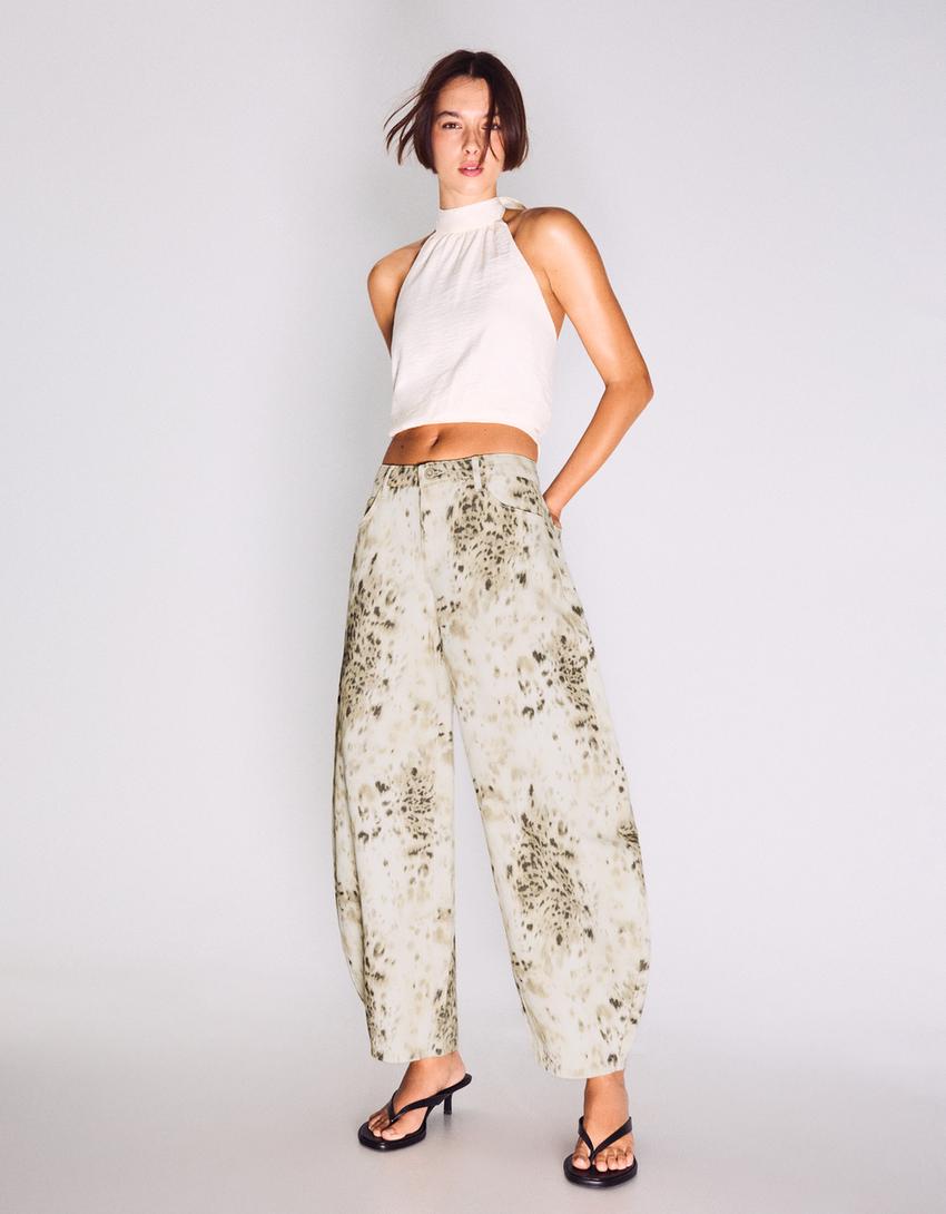 Pantalón barrel print-Multicolor