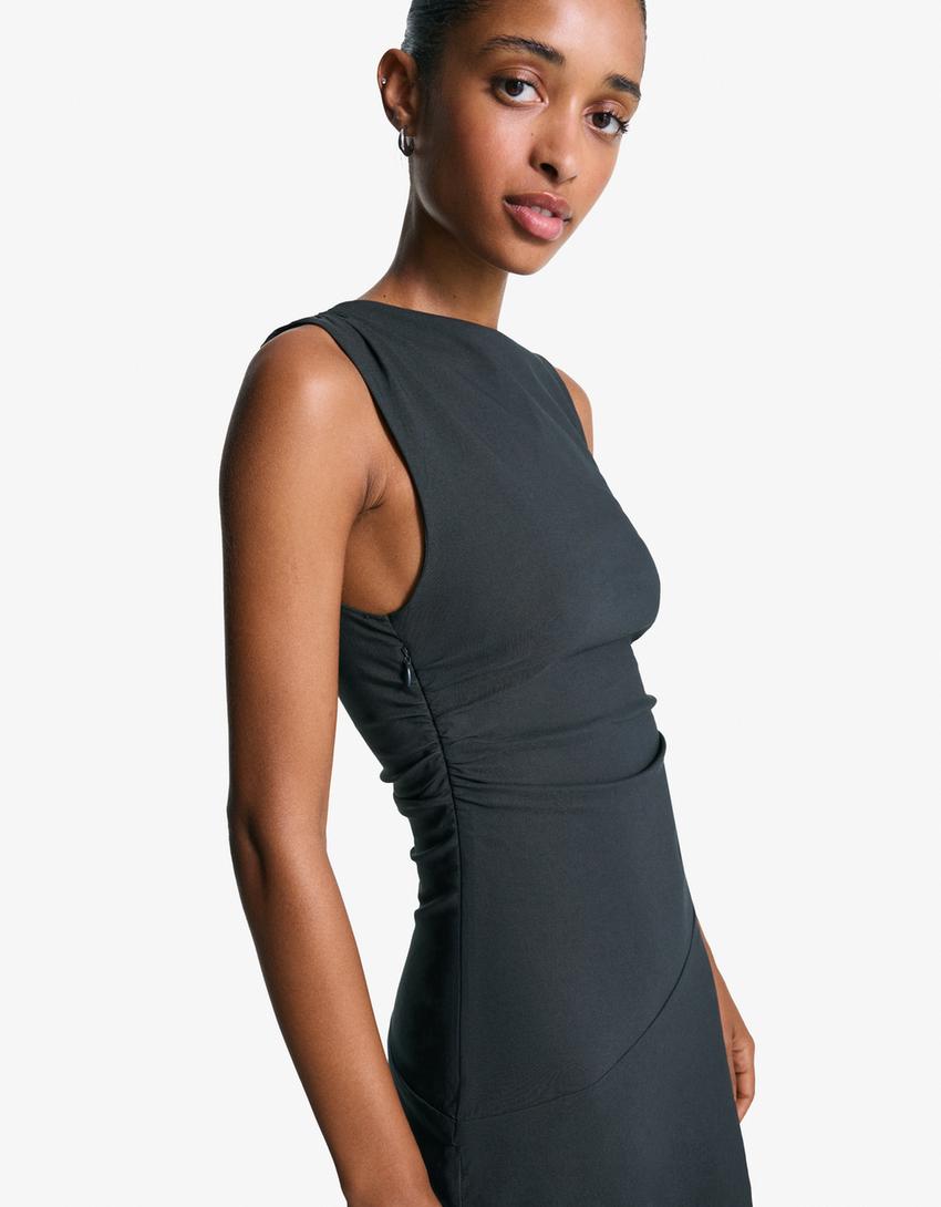 Bengaline midi dress-Navy