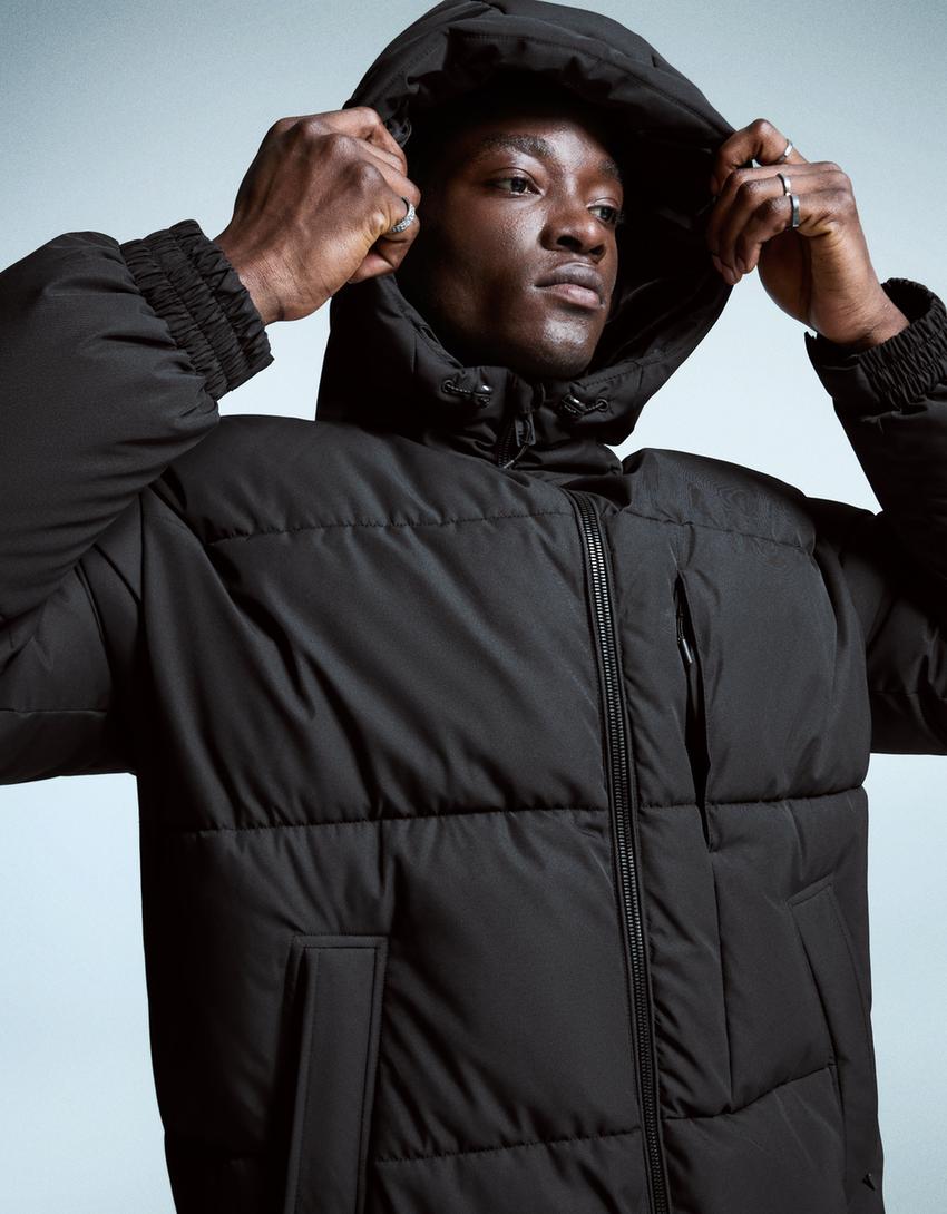 Long puffer coat-Black