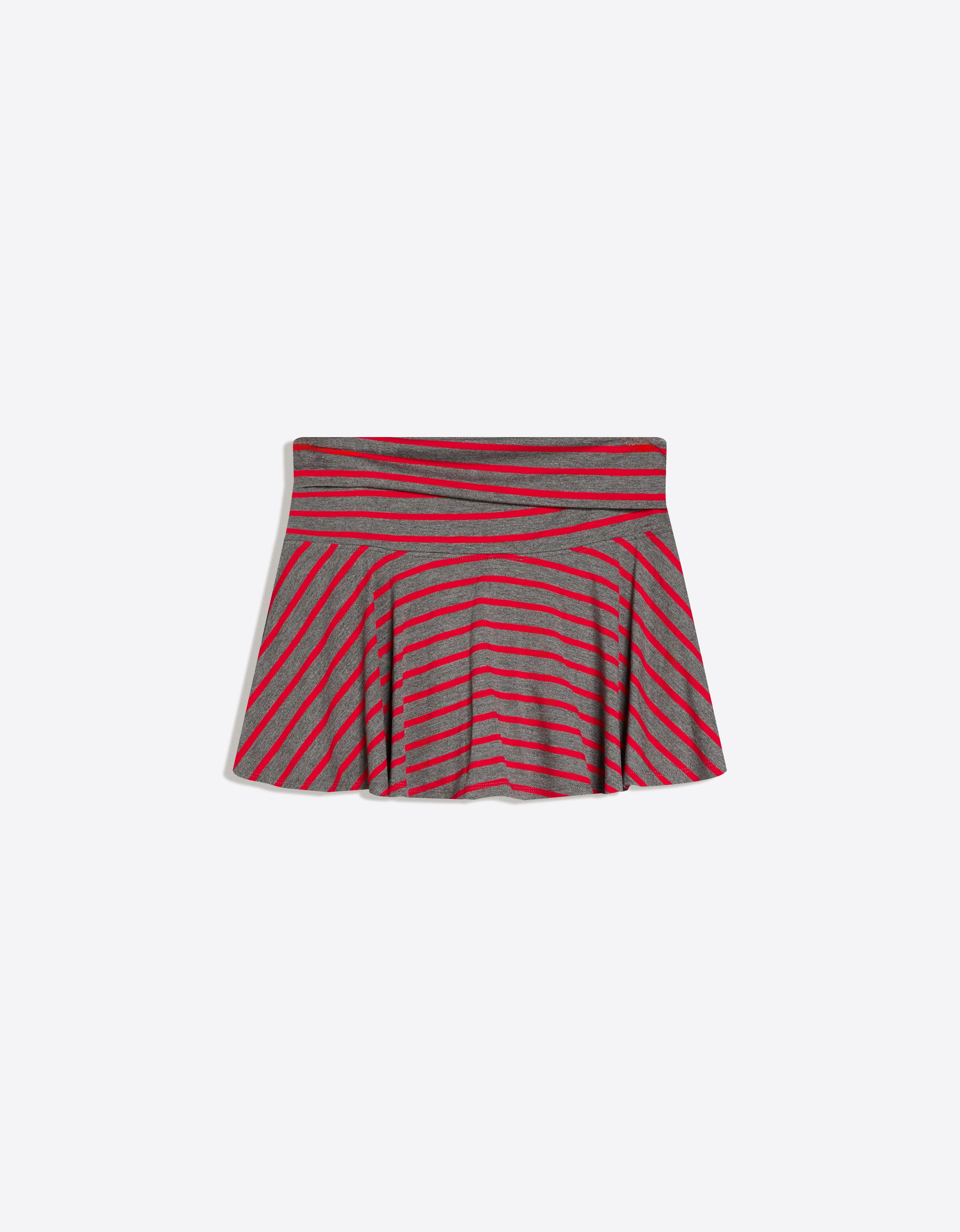 Double-waist flared mini skirt