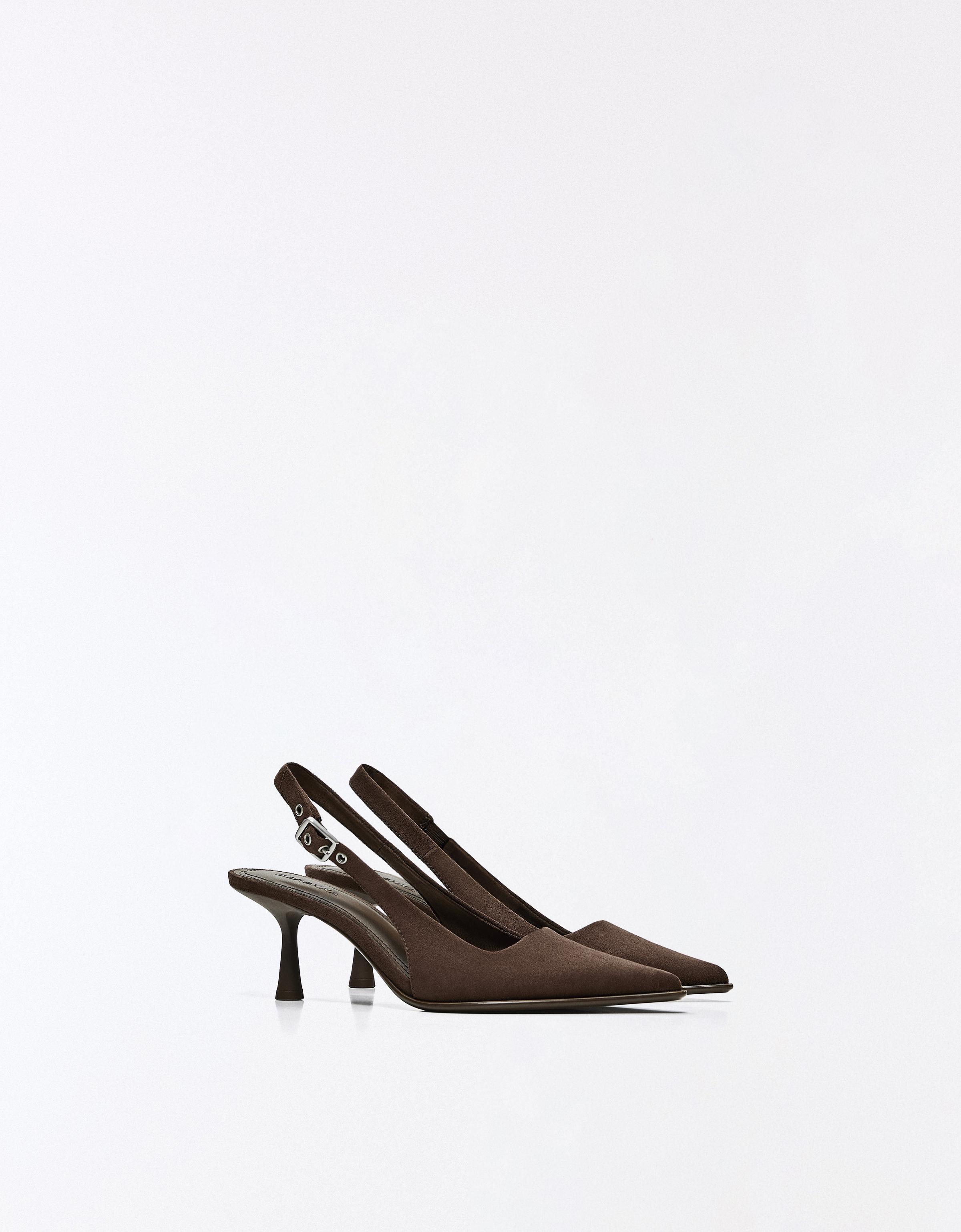 Slingback kitten heel shoes — Brown