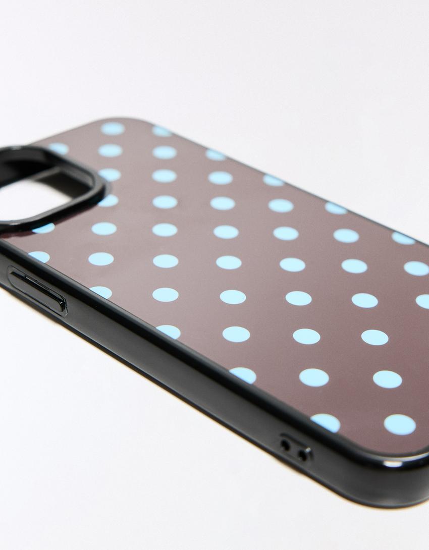 Etui na telefon w kropki-Brązowy