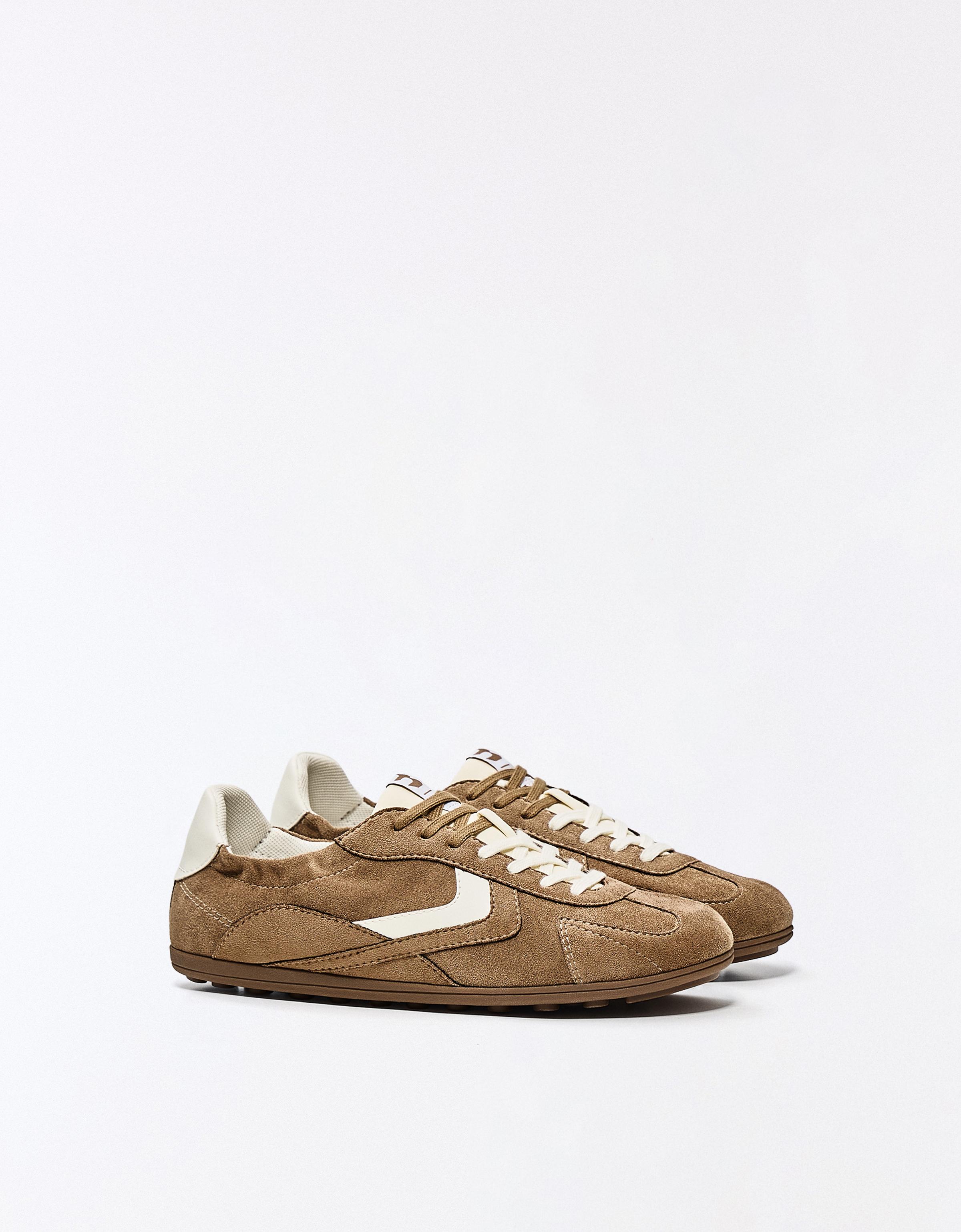 Bershka Zapatillas Retro Piso Fino Mujer Arena