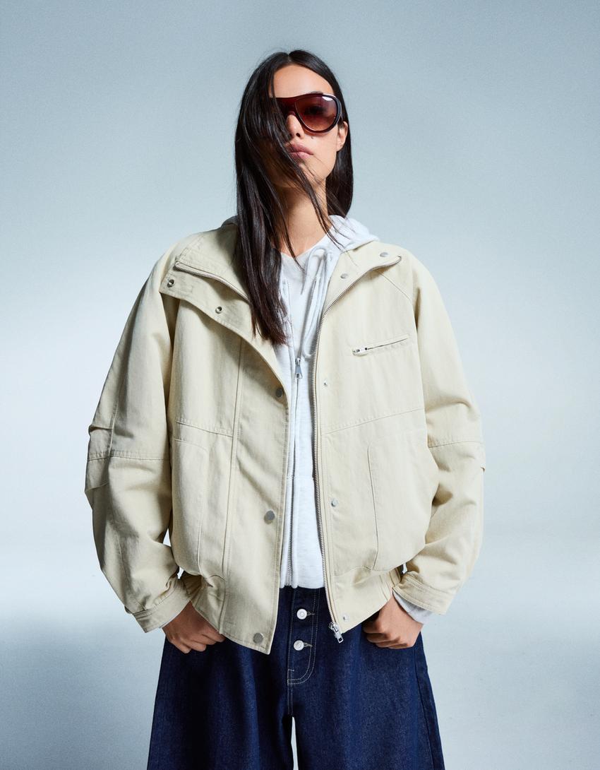 Zip-up jacket-Cream-0