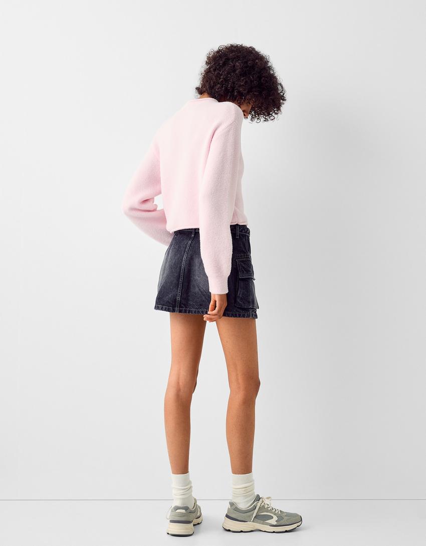 سويتر ناعم برقبة عالية-زهري-1