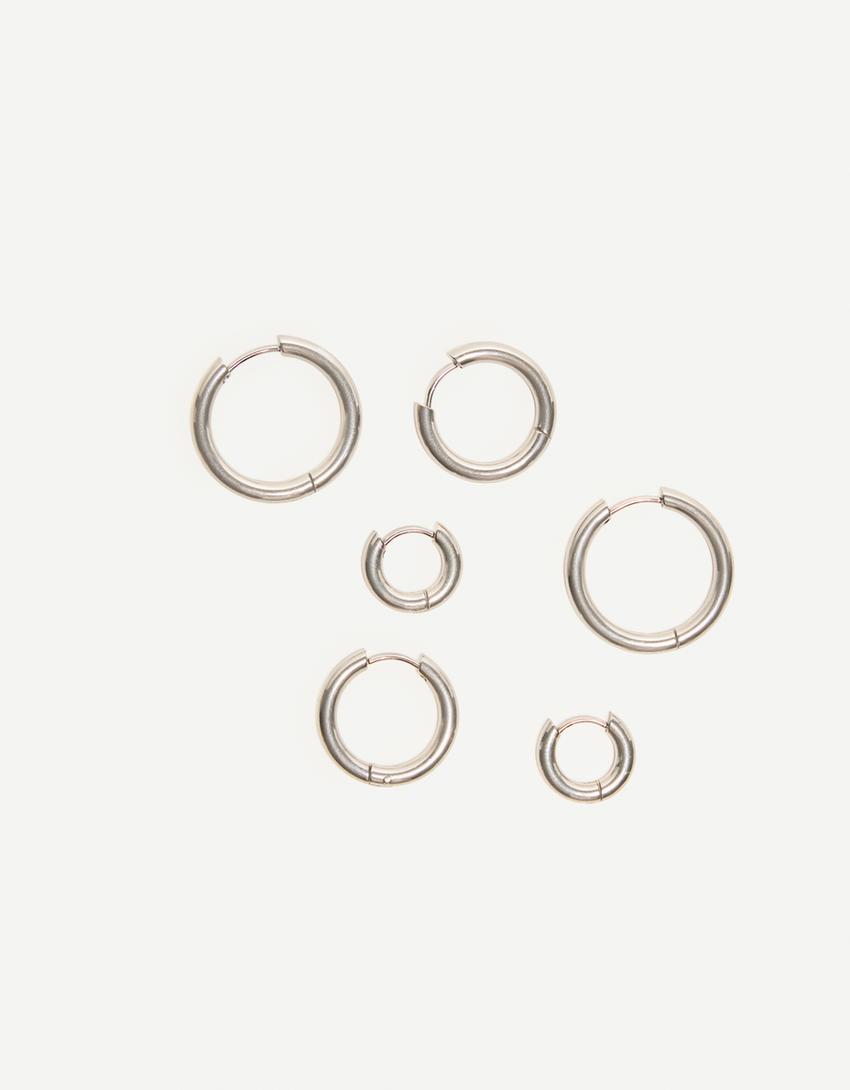 6-pack of steel hoop earrings