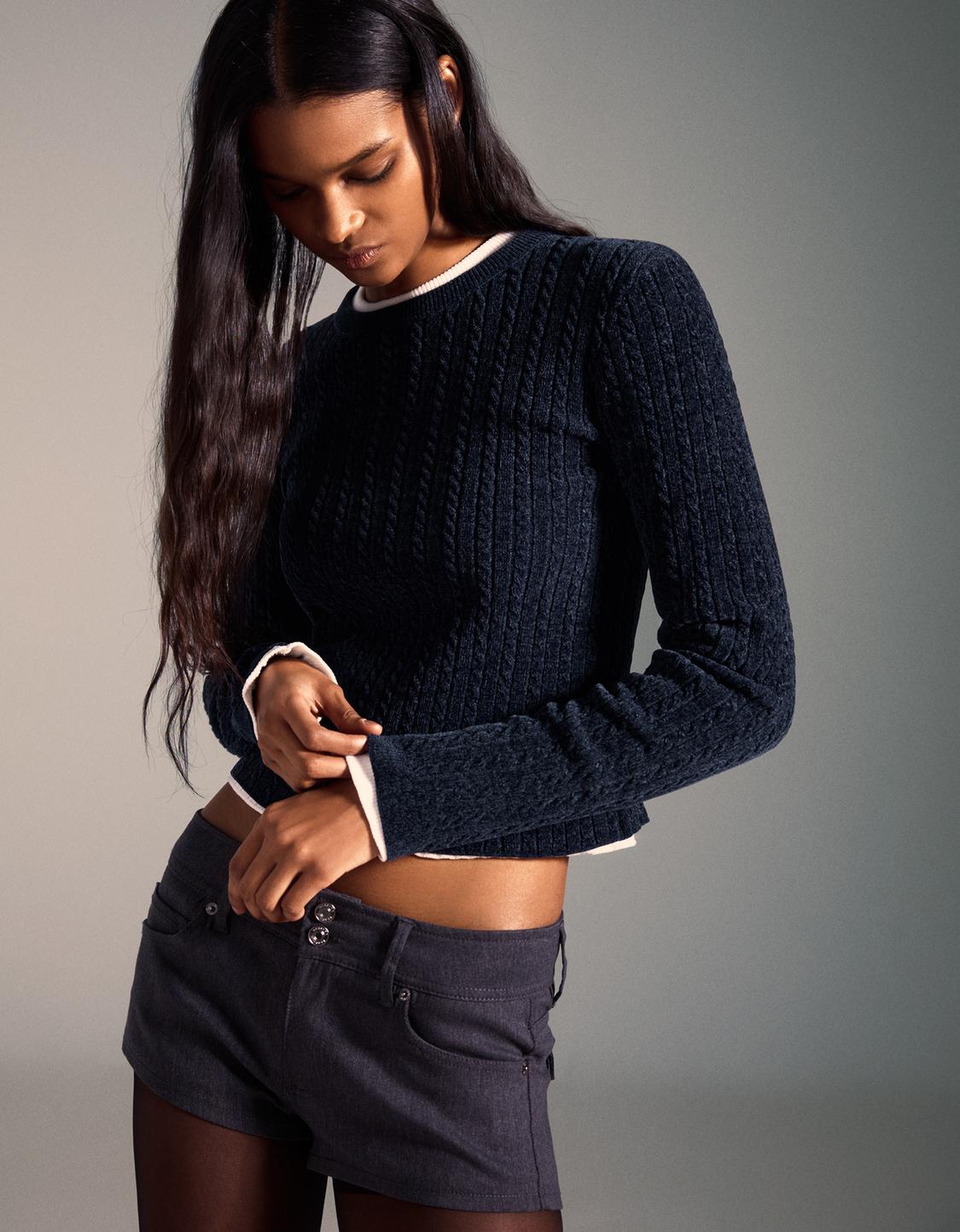 Pulover chenille model împletit