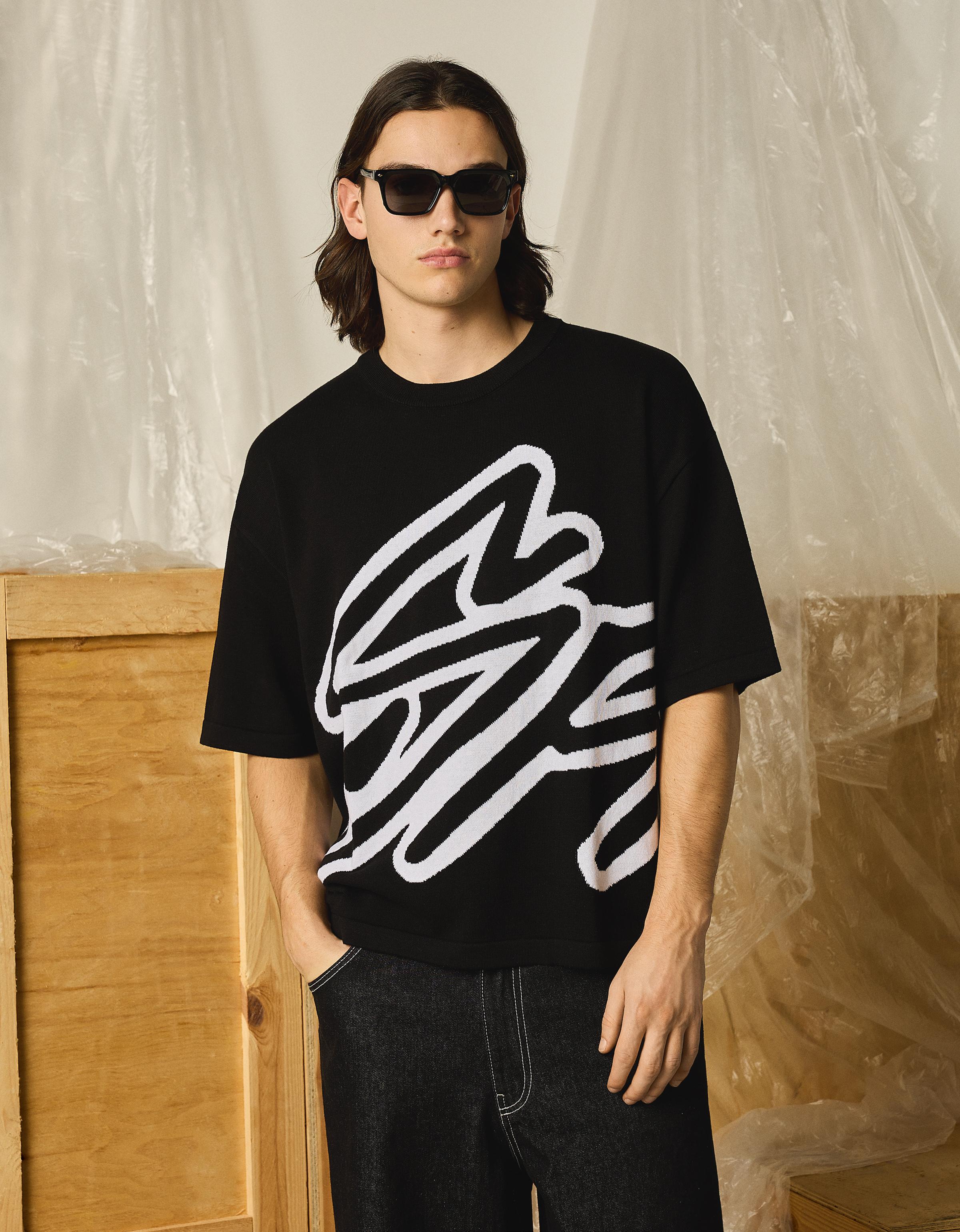 T-Shirt Manches Courtes Imprimé S Noir