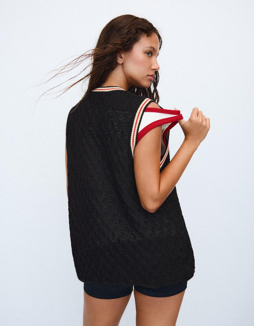 Retro strappy top-Black