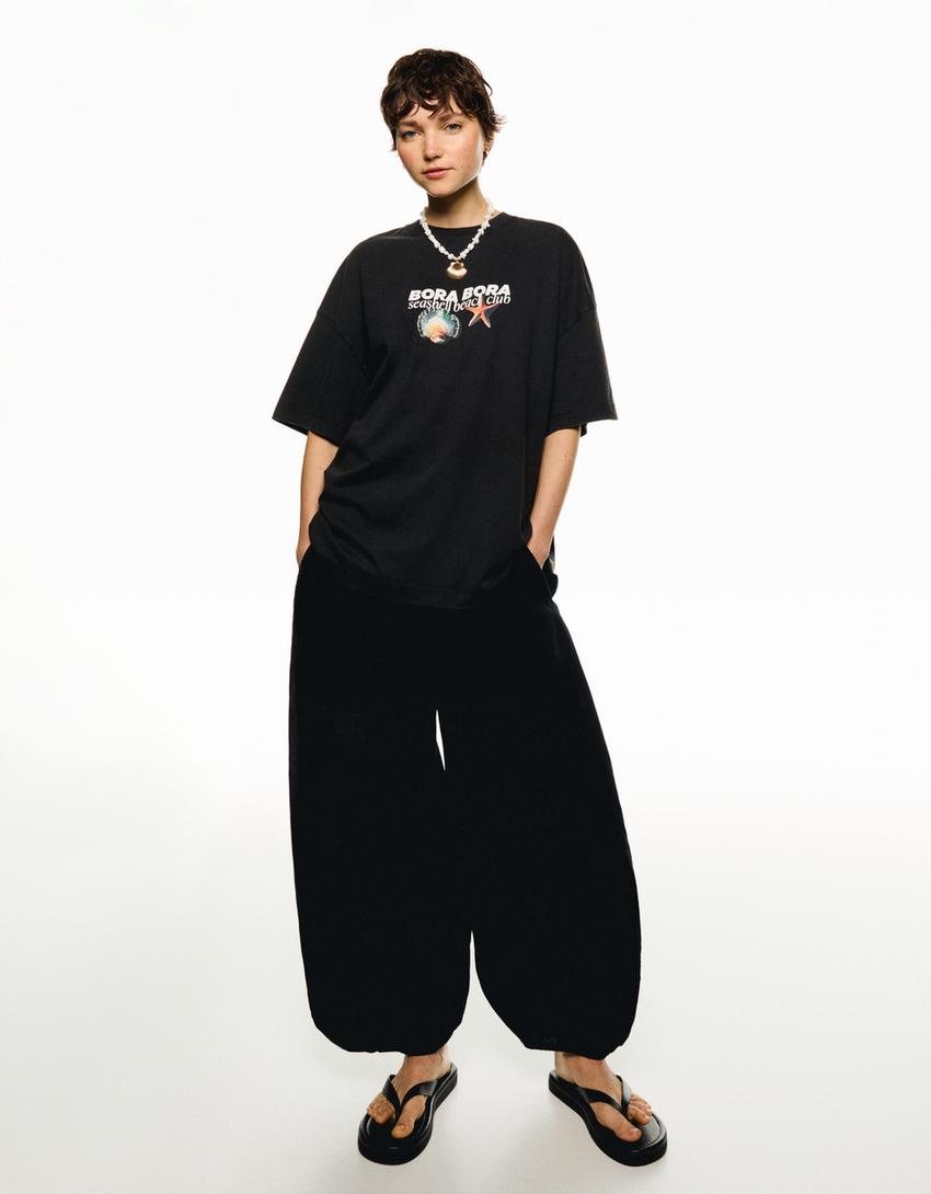 T-shirt manches courtes imprimé-Gris-2