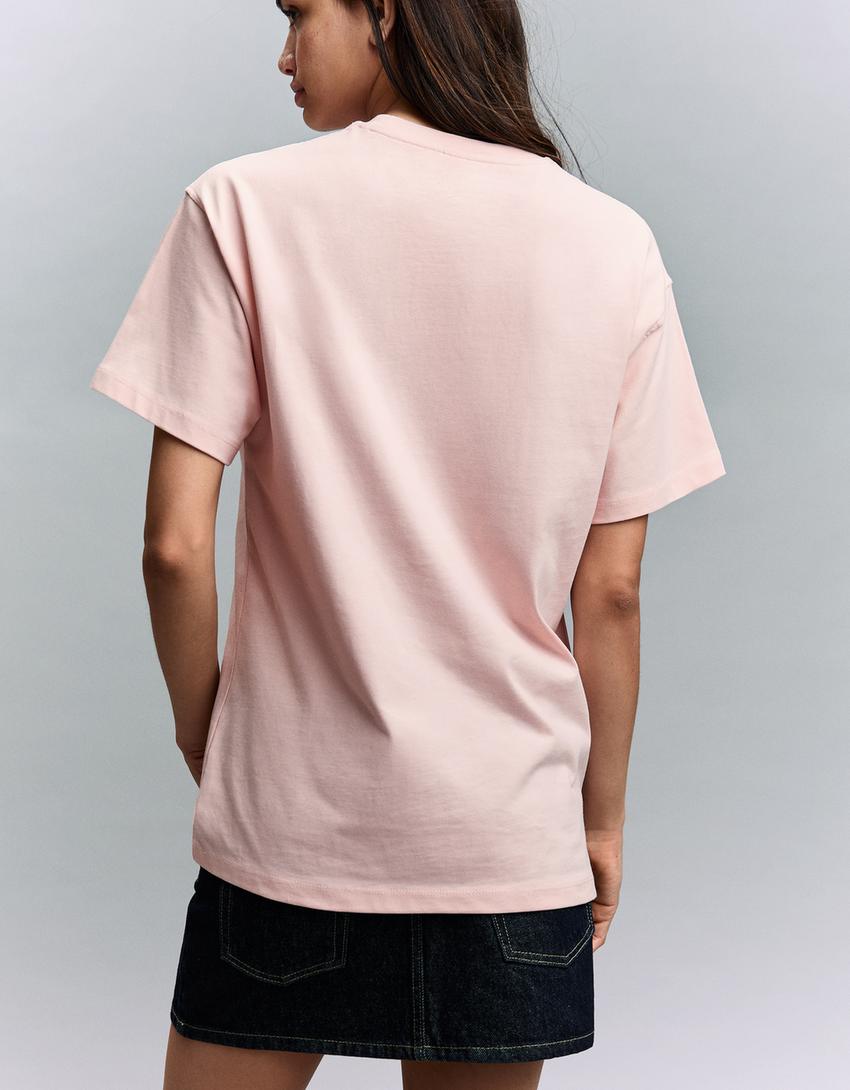 Camiseta manga corta print-Rosa